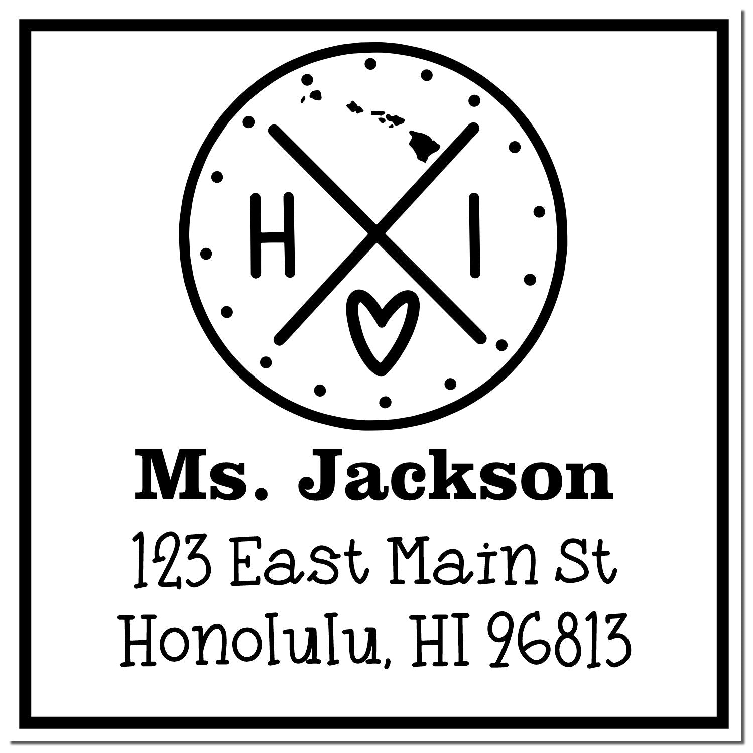 PSI Pre-Inked Hawaii State Cross Customizable Mailing Rubber Stamp