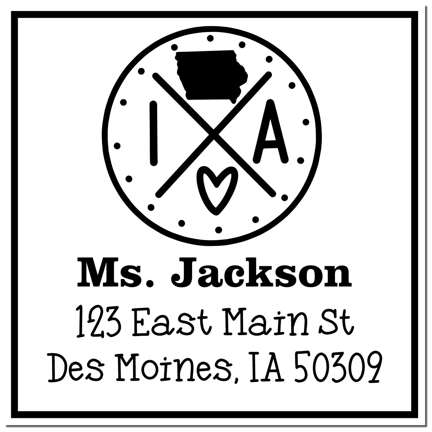 PSI Pre-Inked Iowa State Cross Customizable Home Address Stamp