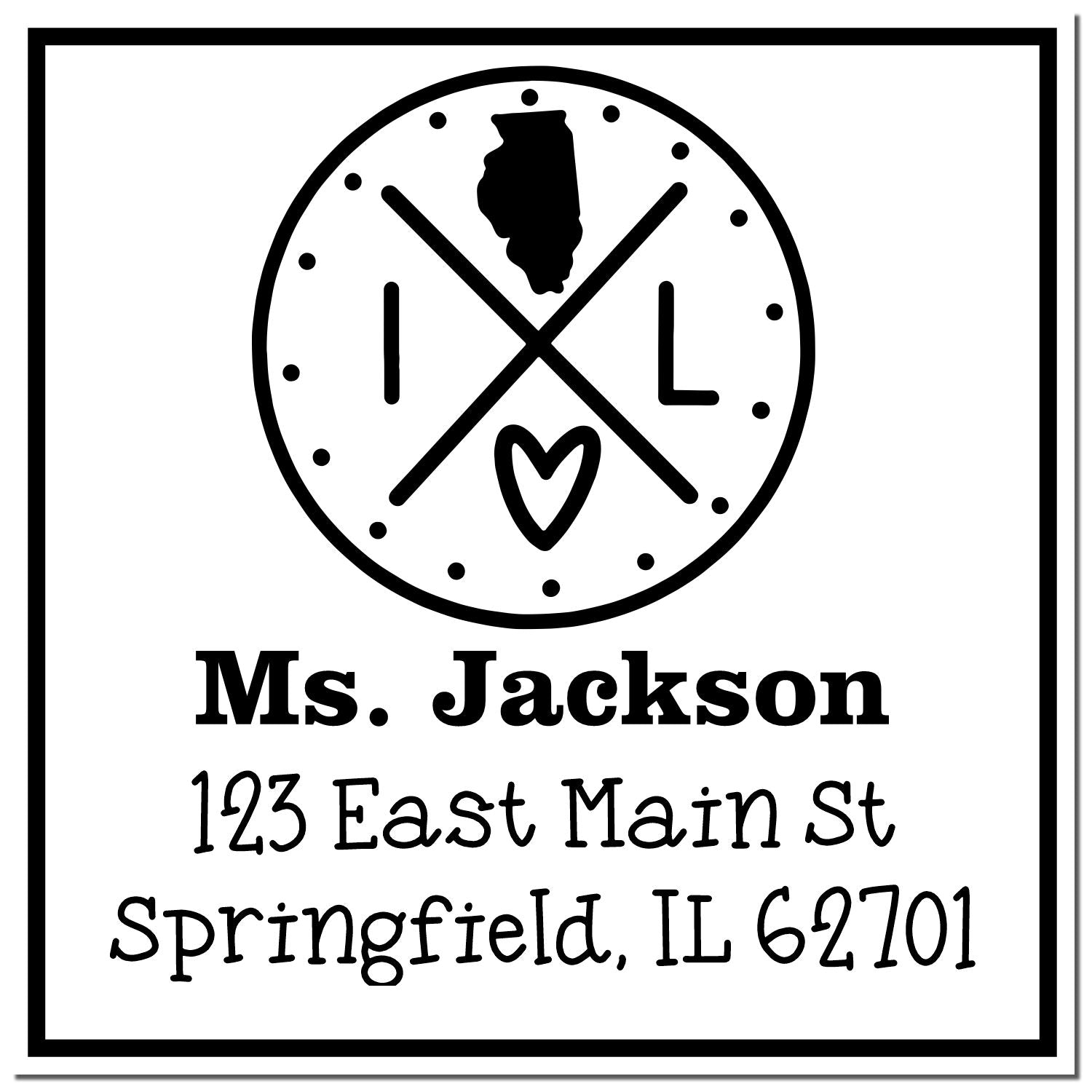 Wood Handle Illinois State Cross Customized Address Label Stamp