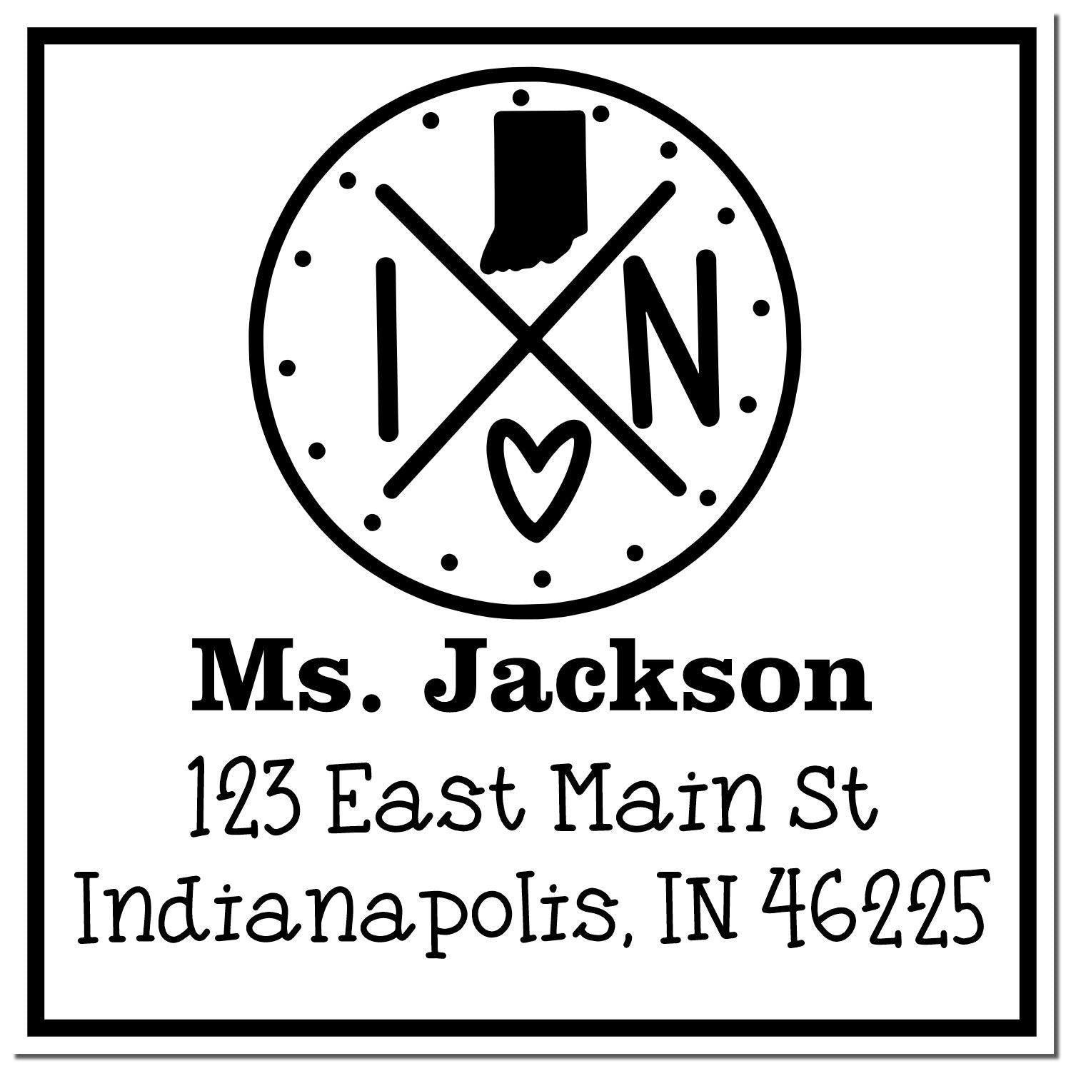 Slim Indiana State Cross Customizable Address Return Stamper