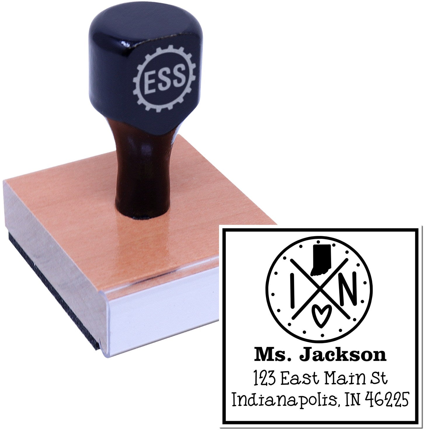 Wood Handle Indiana State Cross Customized Address Label Stamper