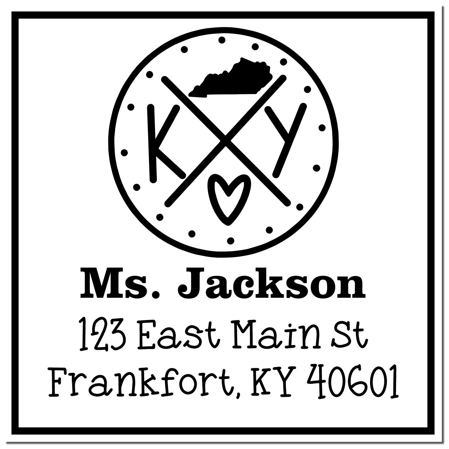 Slim Kentucky State Cross Customizable Mailing Address Stamper