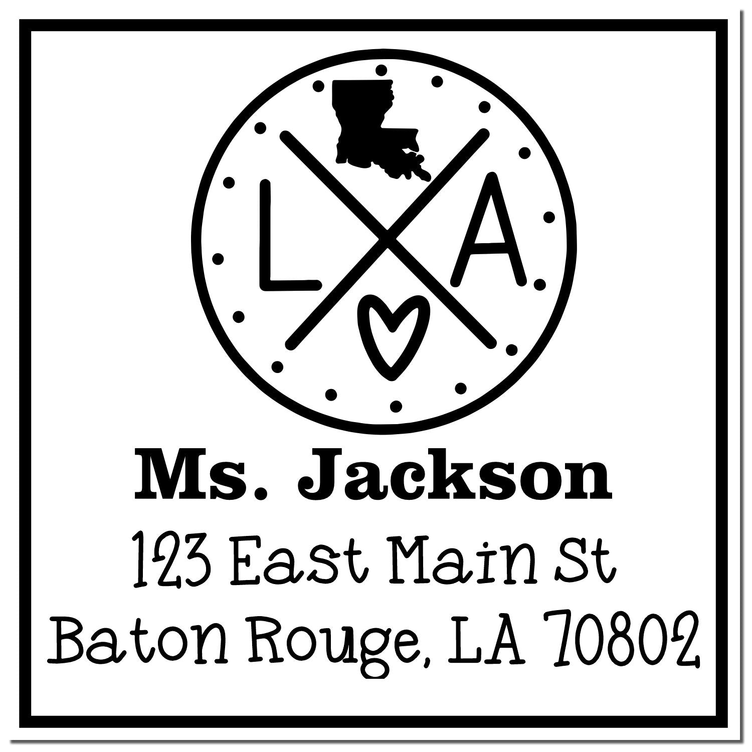 Wood Handle Louisiana State Cross Customizable Address Rubber Stamp