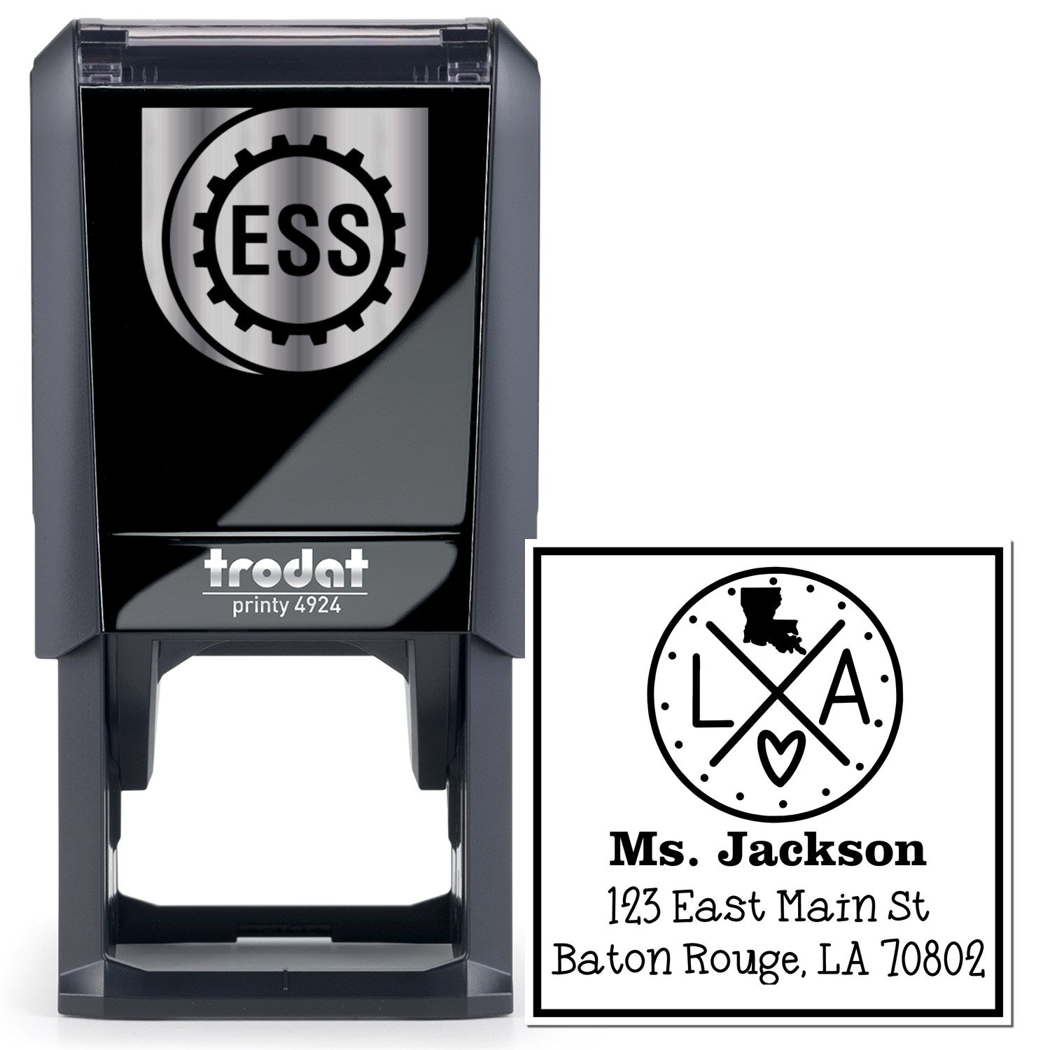 Self-Inking Louisiana State Cross Customizable Mailing Stamper