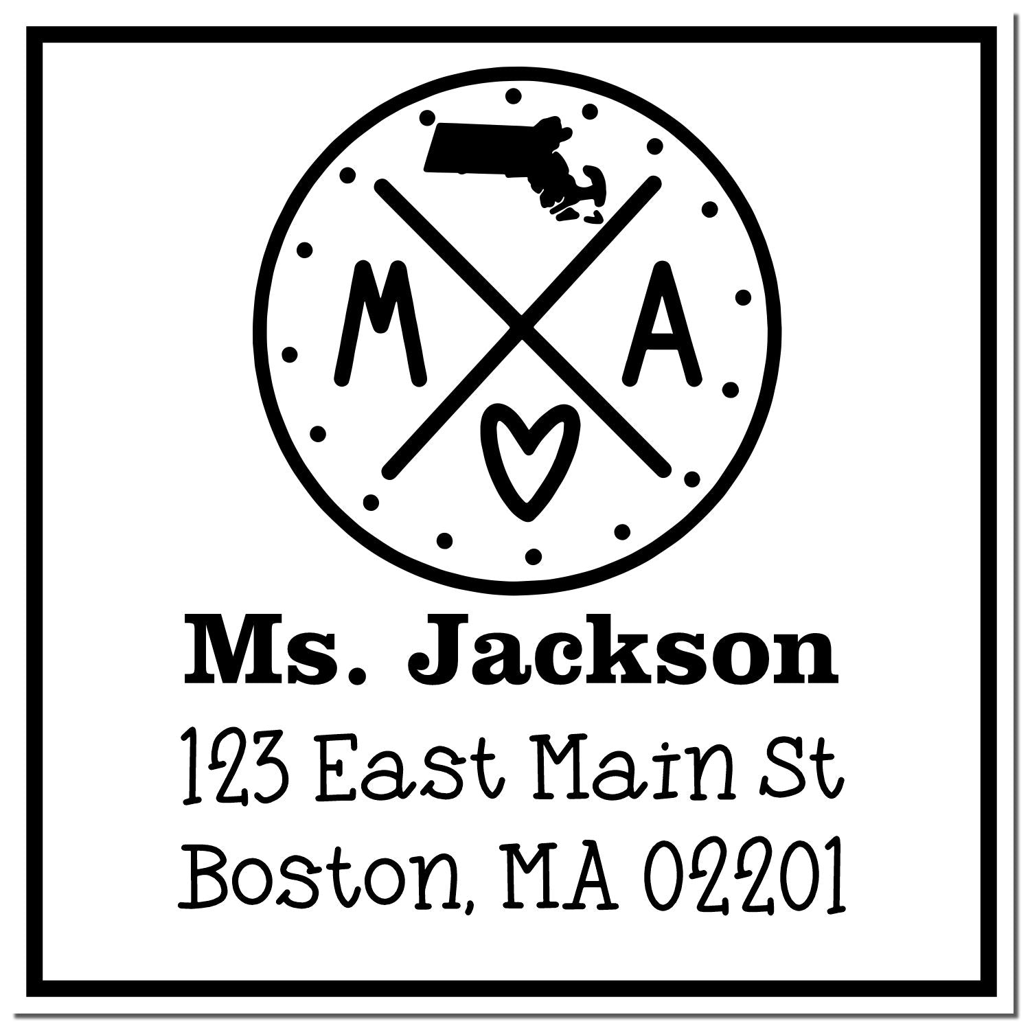 PSI Pre-Inked Massachusetts State Cross Customizable Address Return Stamp