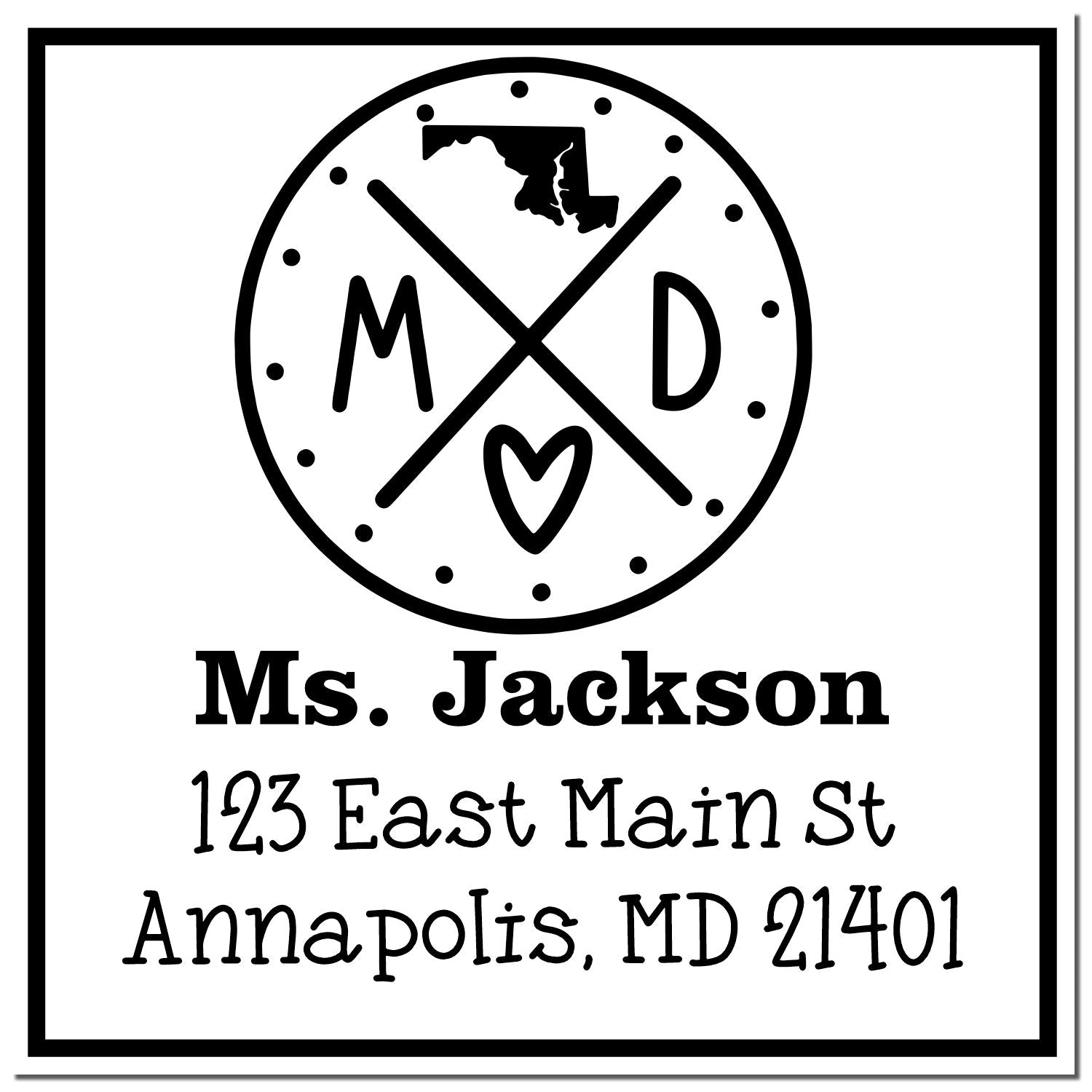 Slim Maryland State Cross Customizable Mail Address Stamper