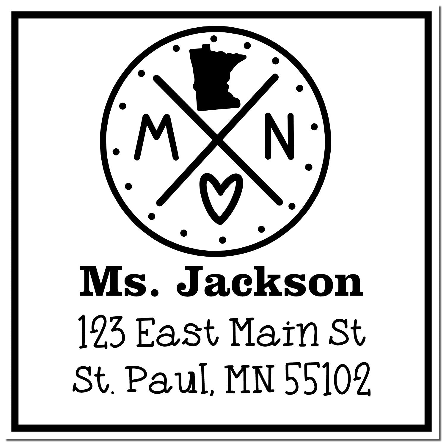 Slim Minnesota State Cross Customizable New Address Stamper