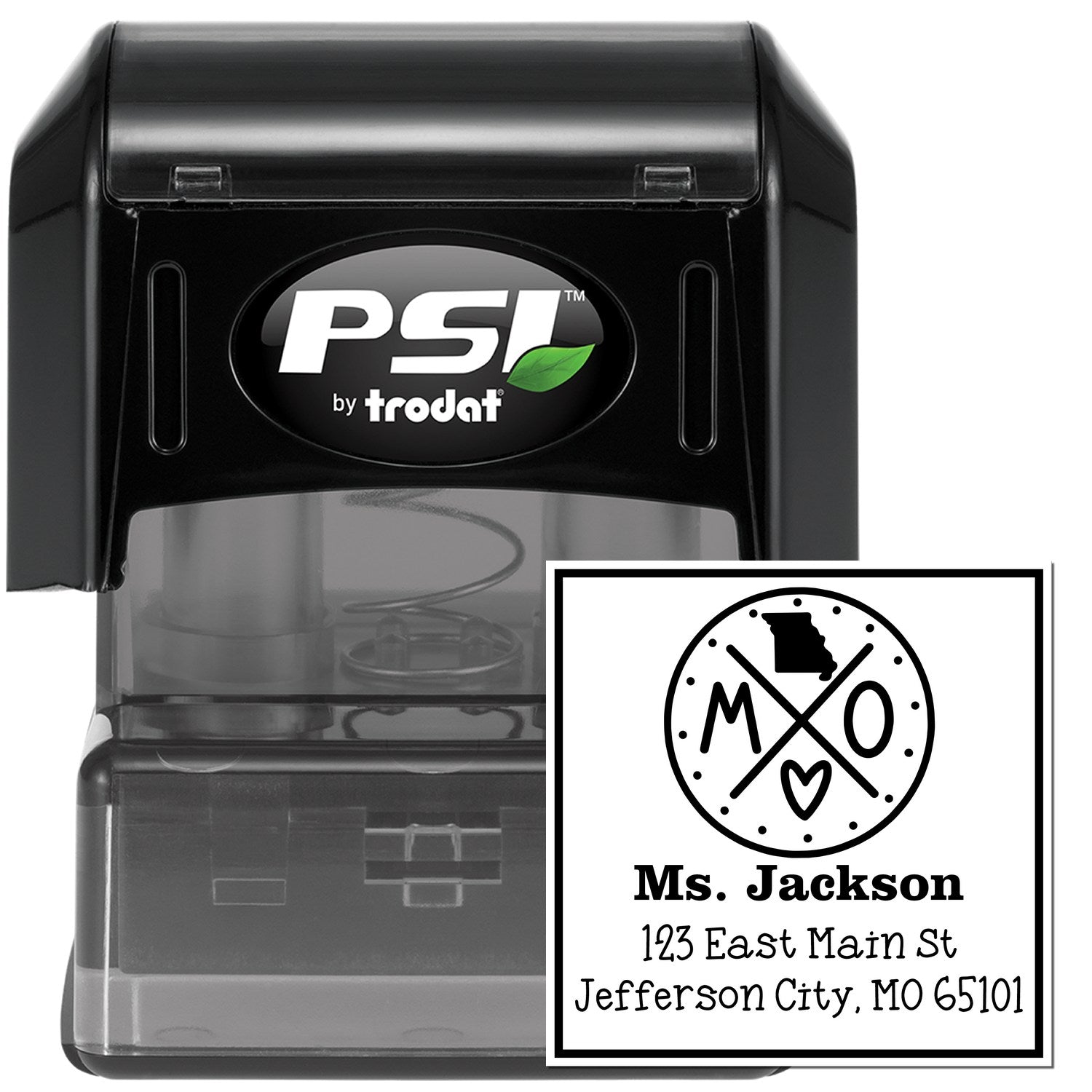 PSI Pre-Inked Missouri State Cross Customizable Mailing Address Stamper