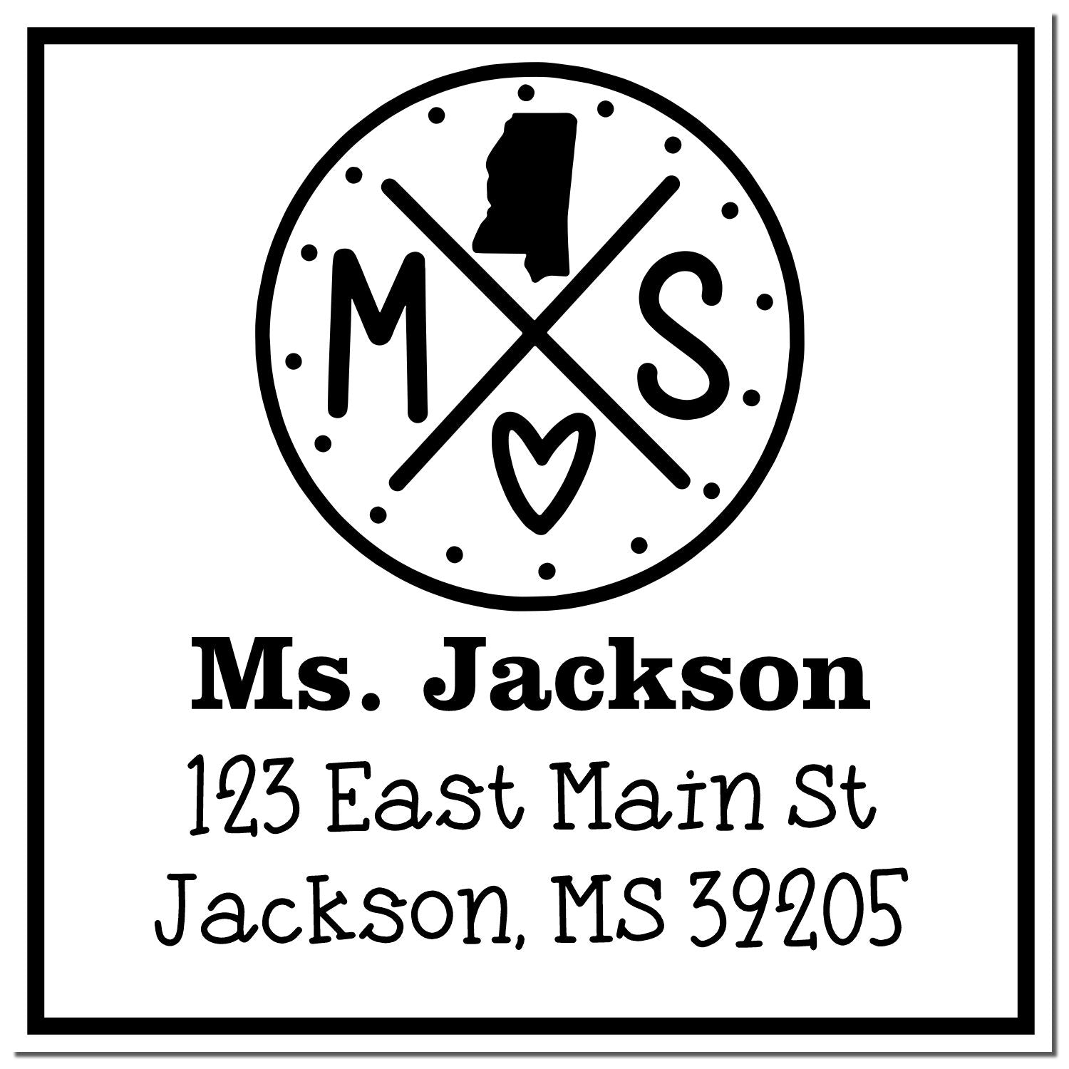 Self-Inking Mississippi State Cross Customizable Home Address Stamper