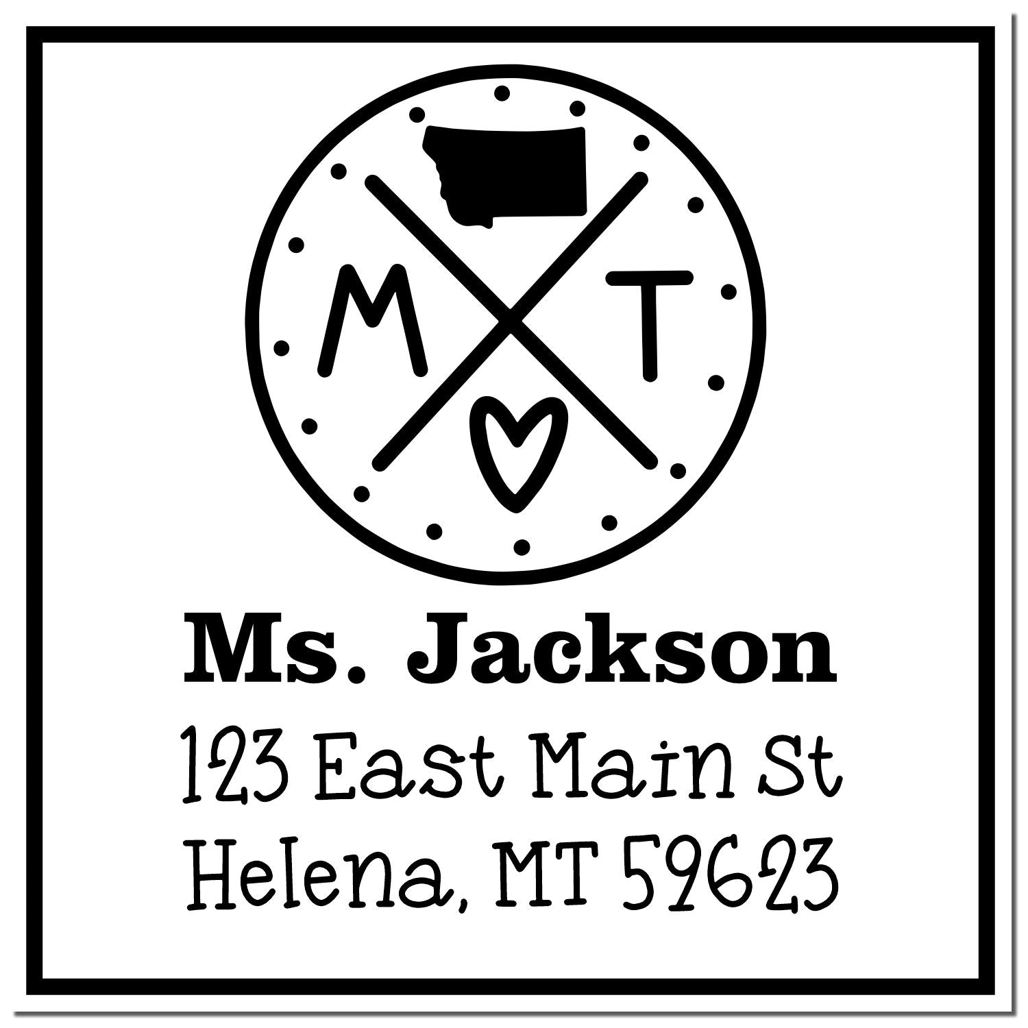 PSI Pre-Inked Montana State Cross Customizable Mailing Address Rubber Stamp