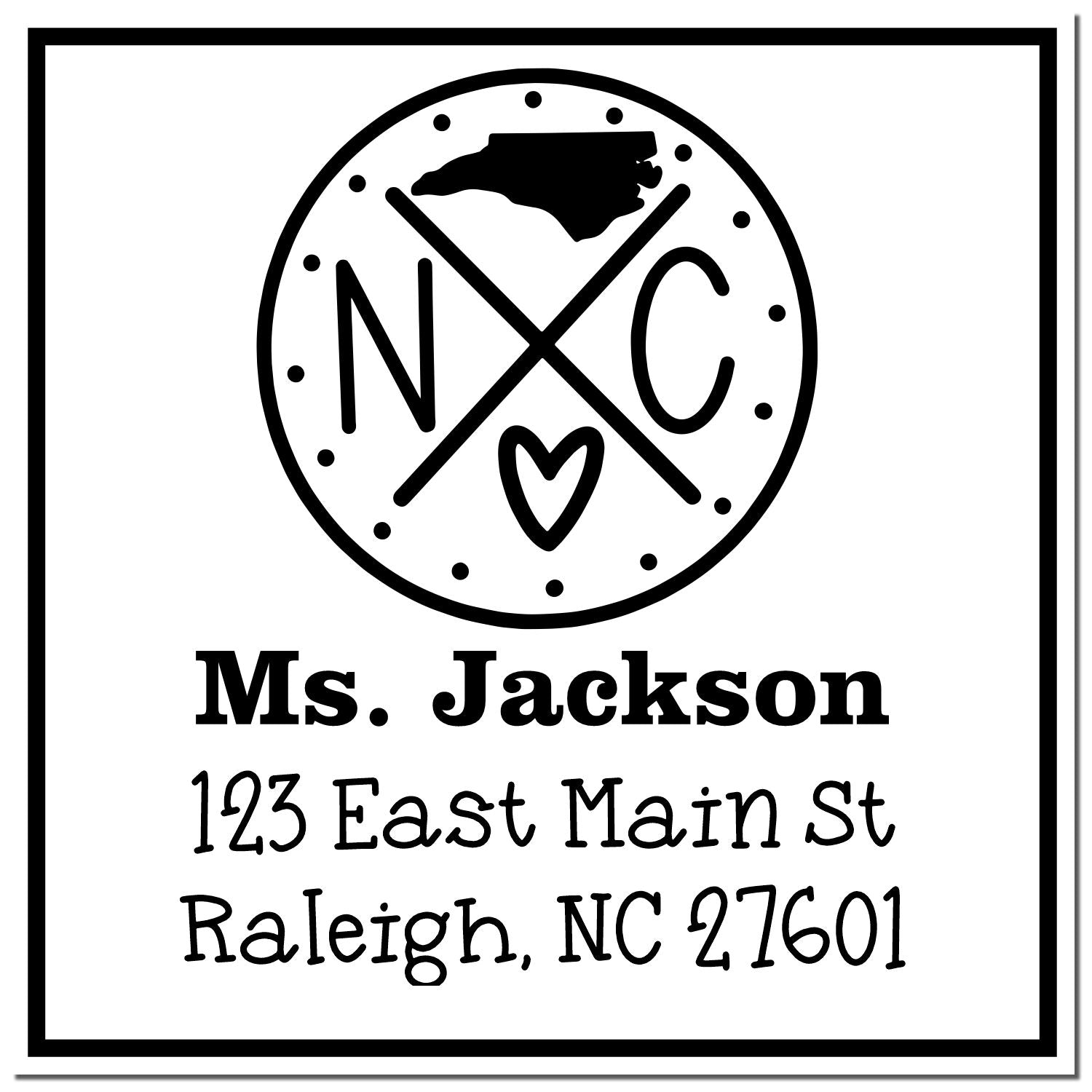 Wood Handle North Carolina State Cross Customizable Home Address Rubber Stamp