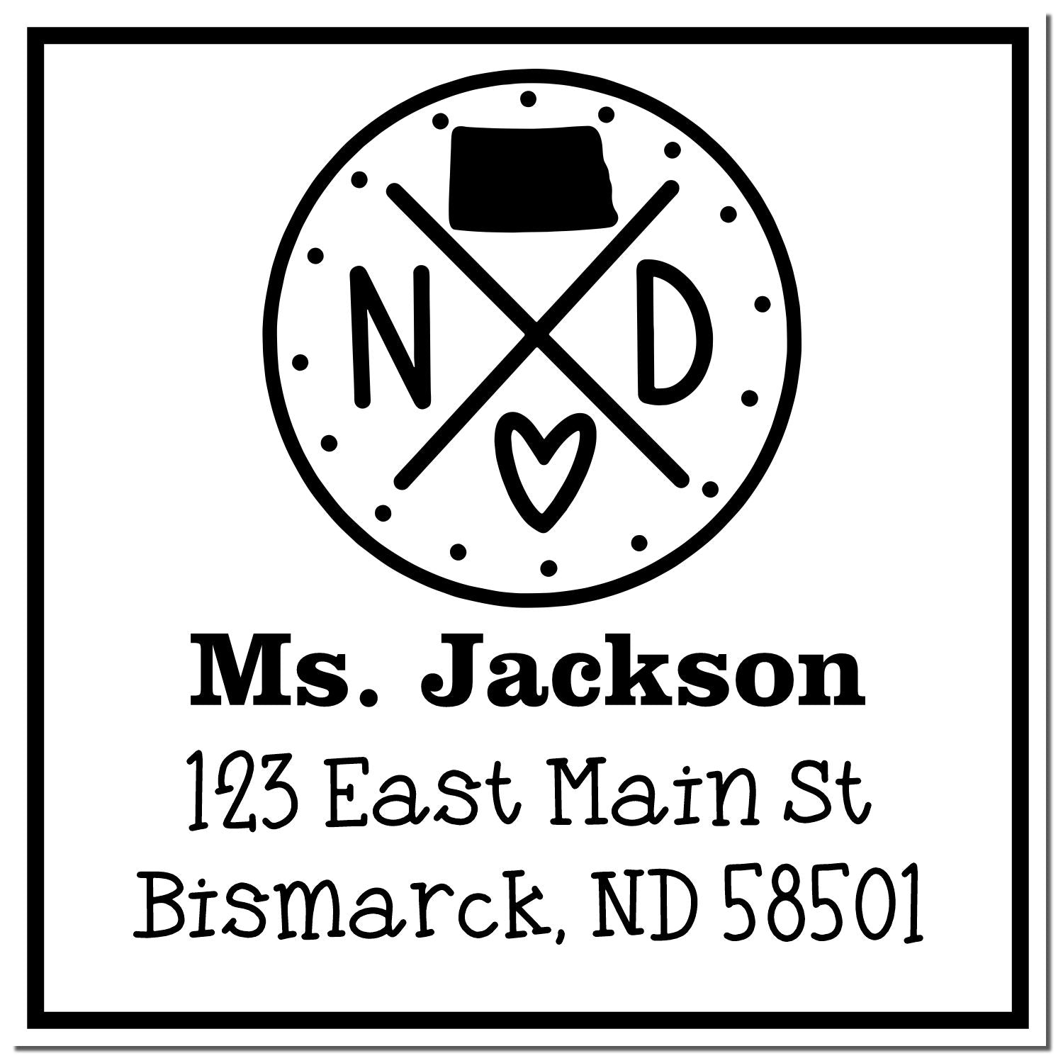 PSI Pre-Inked North Dakota State Cross Customizable Home Address for Envelopes Stamper