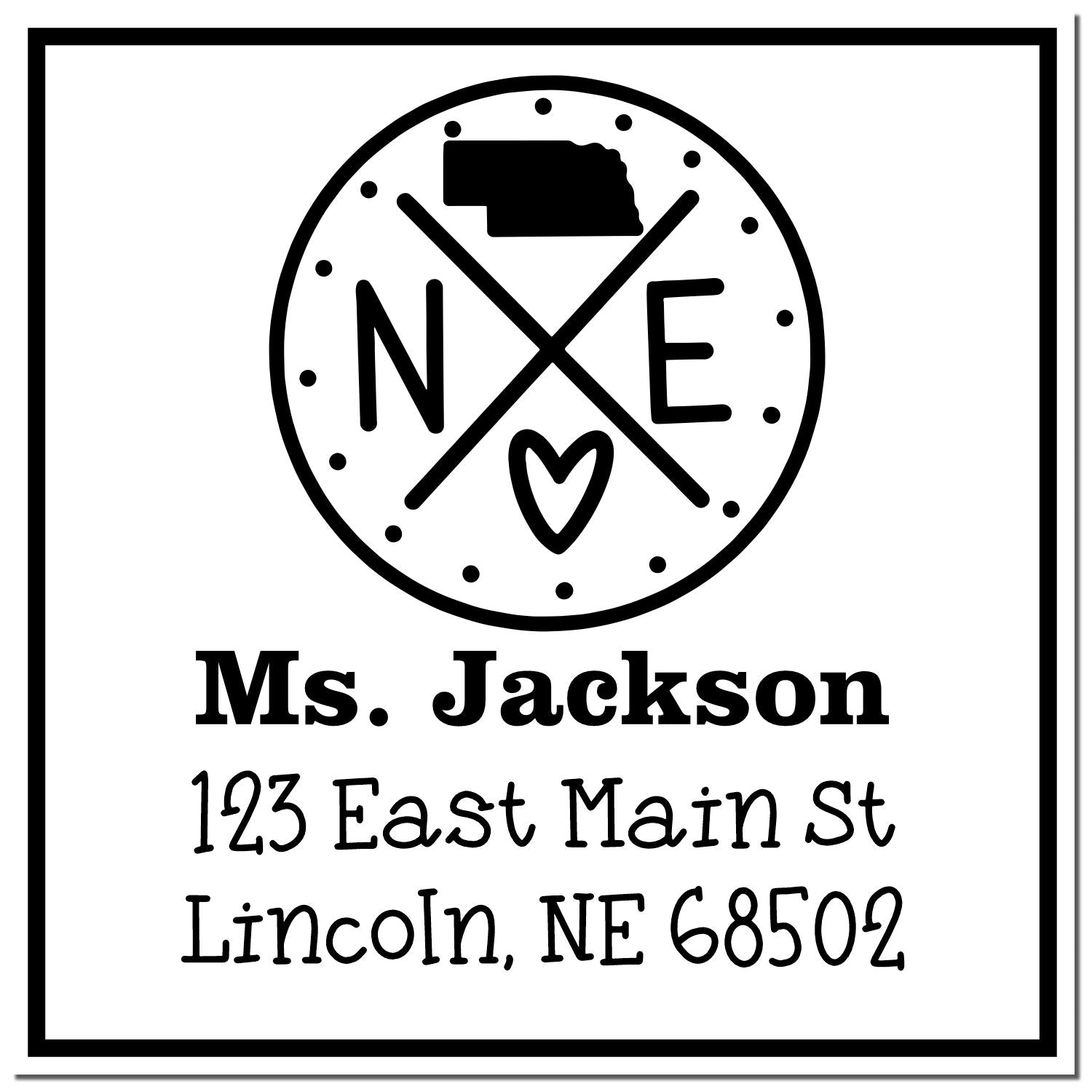 PSI Pre-Inked Nebraska State Cross Customizable Mail Address Stamp