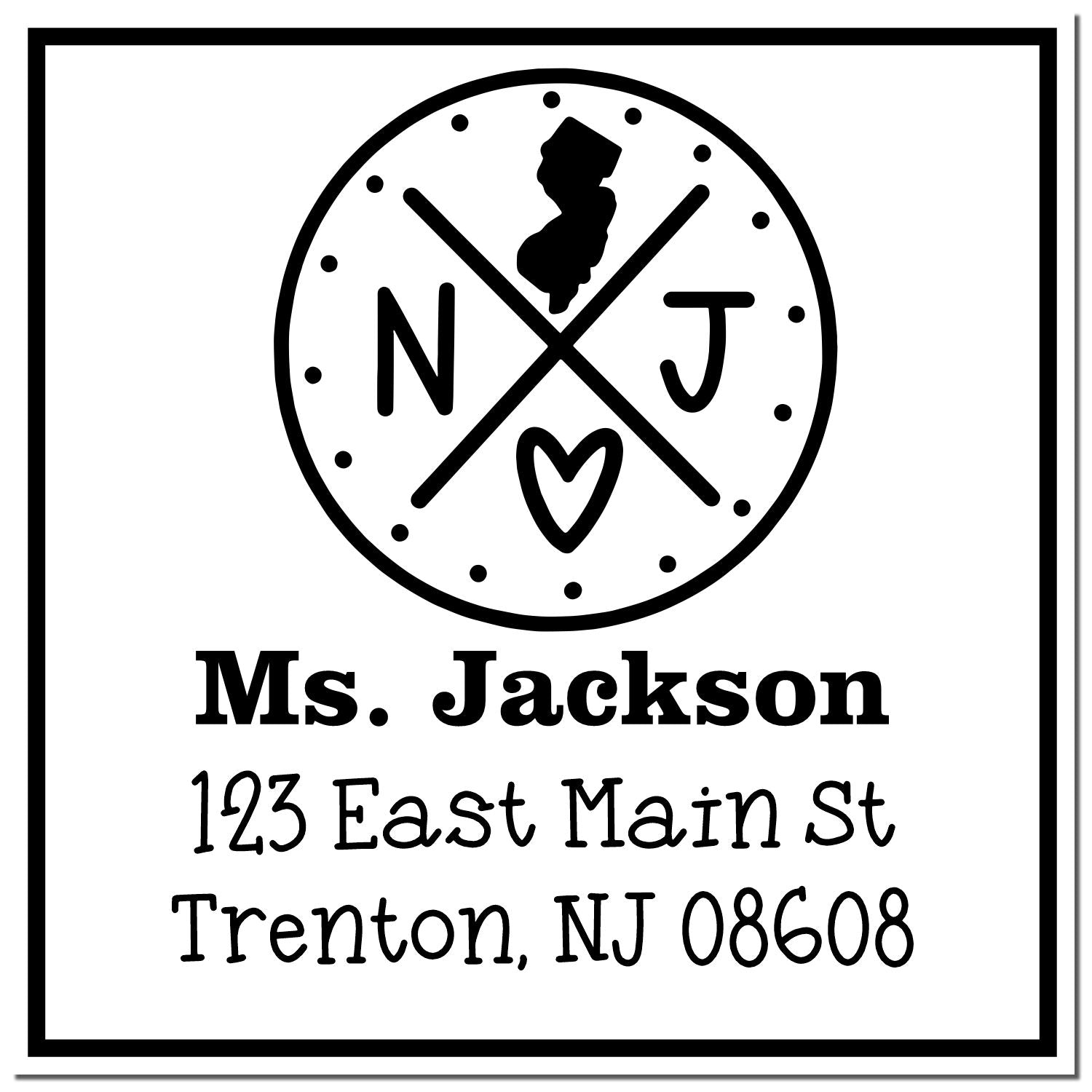 Slim New Jersey State Cross Customizable Address Label Pre-Inked Stamp