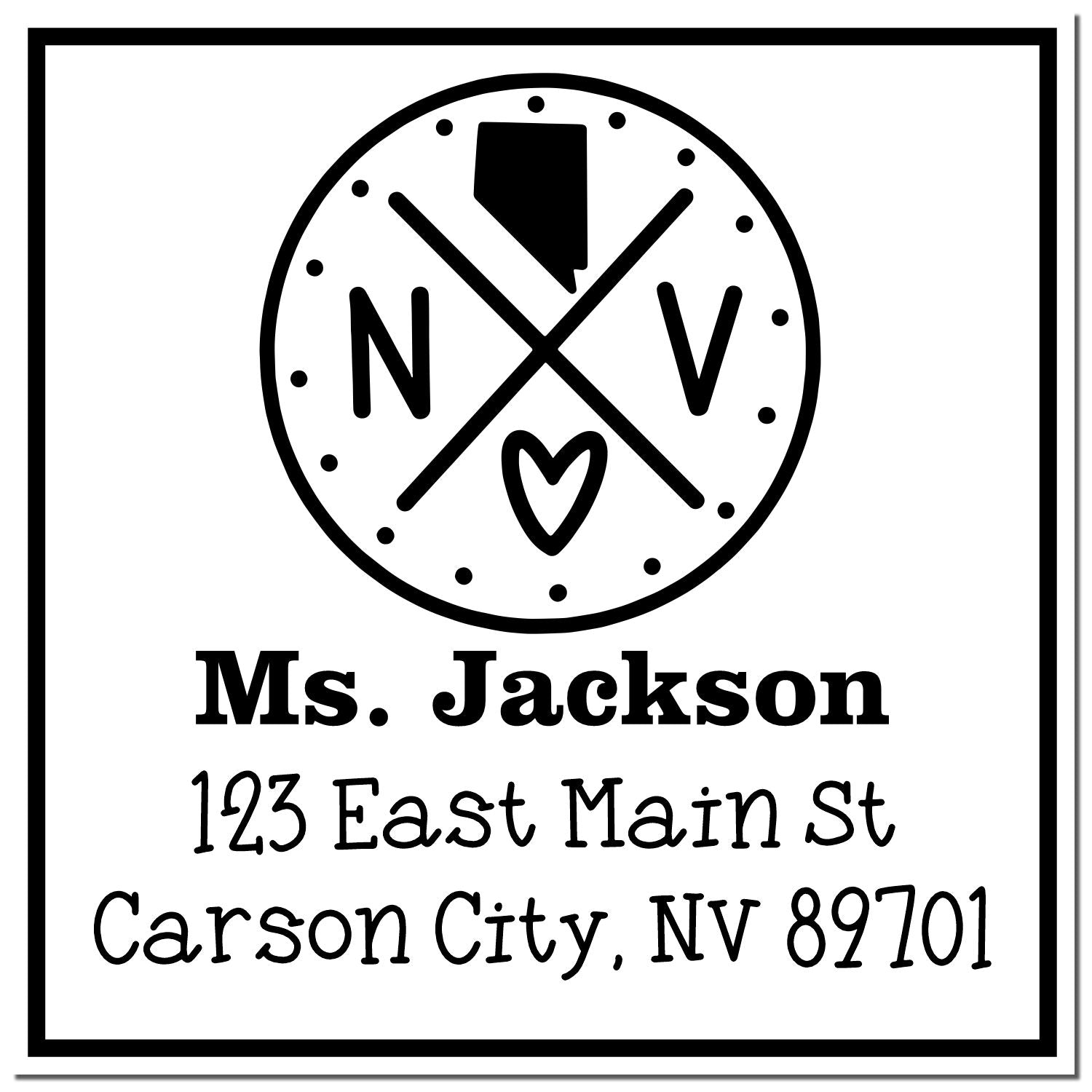 Slim Nevada State Cross Customizable Address Label Stamp