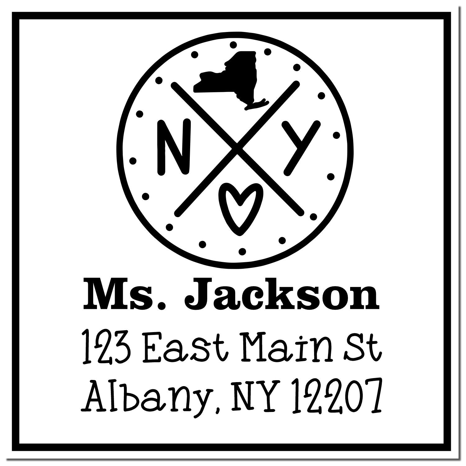 Wood Handle New York State Cross Customizable Home Address Stamper