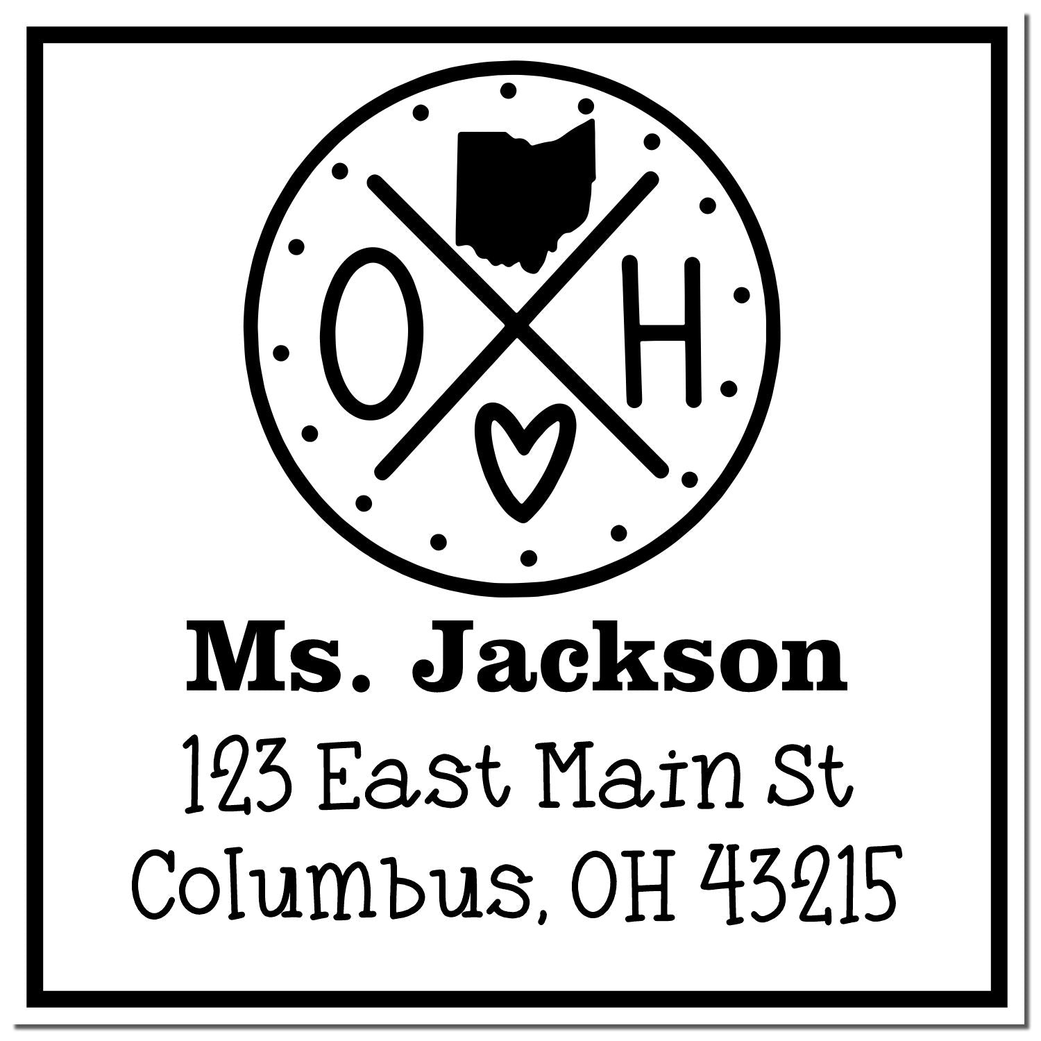 Self-Inking Ohio State Cross Customizable Mail Address Stamp