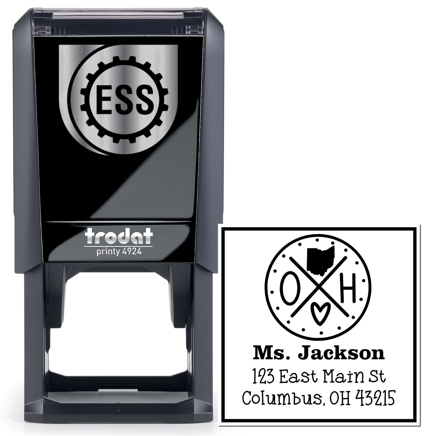 Self-Inking Ohio State Cross Customizable Mail Address Stamp