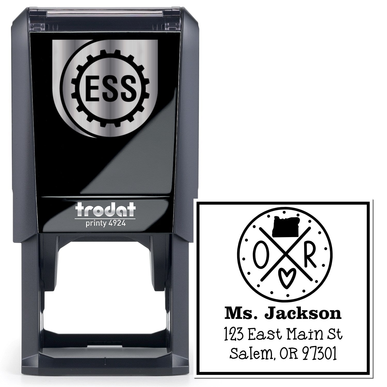 Self-Inking Oregon State Cross Customizable Mail Address Rubber Stamp