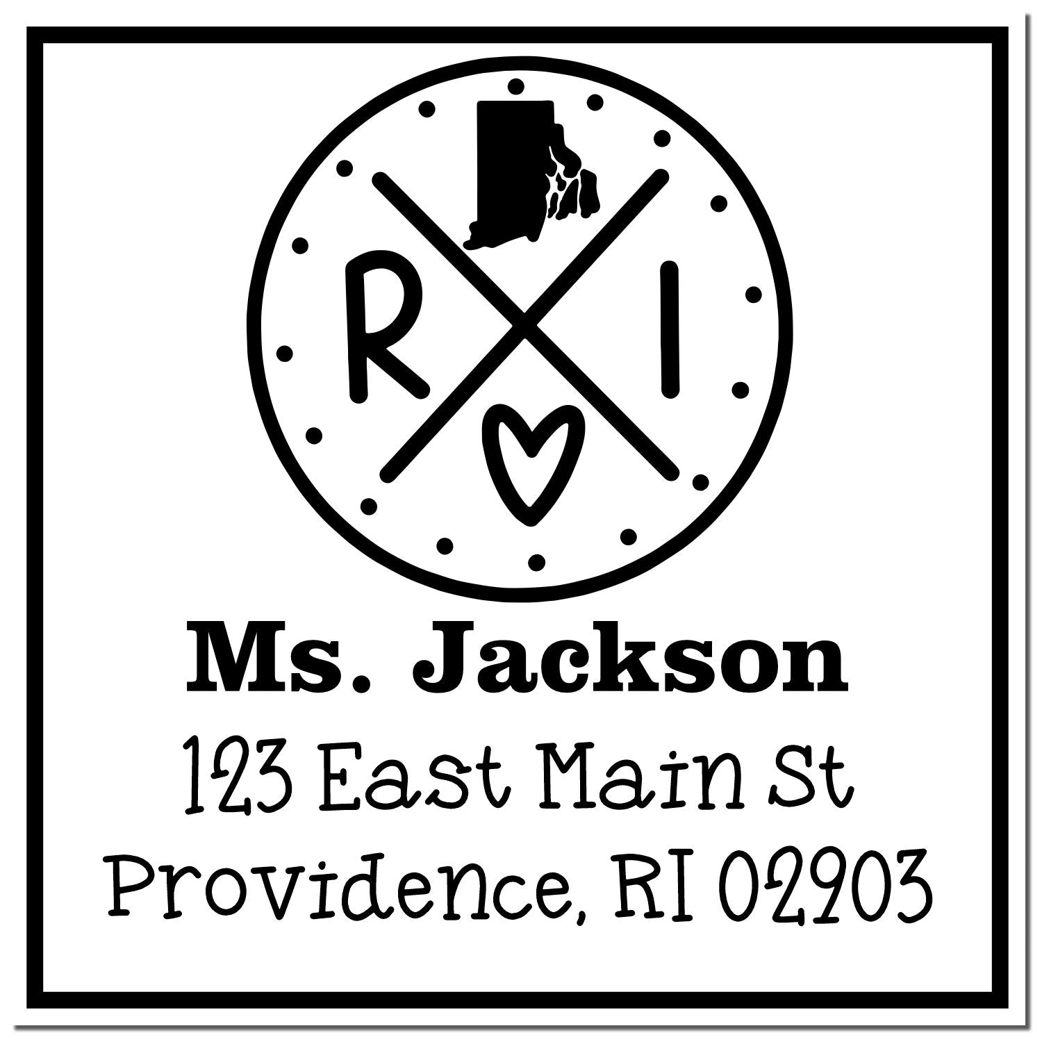 Wood Handle Rhode Island State Cross Customizable Address Return Rubber Stamp