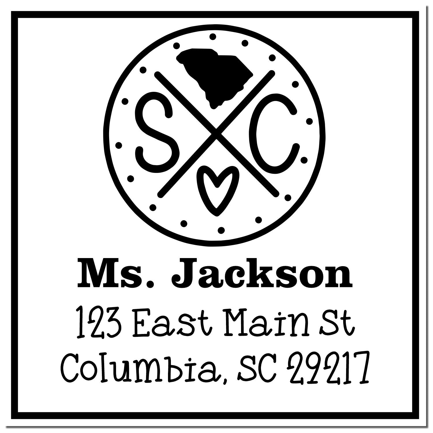 Wood Handle South Carolina State Cross Customizable Mailing Address Stamp