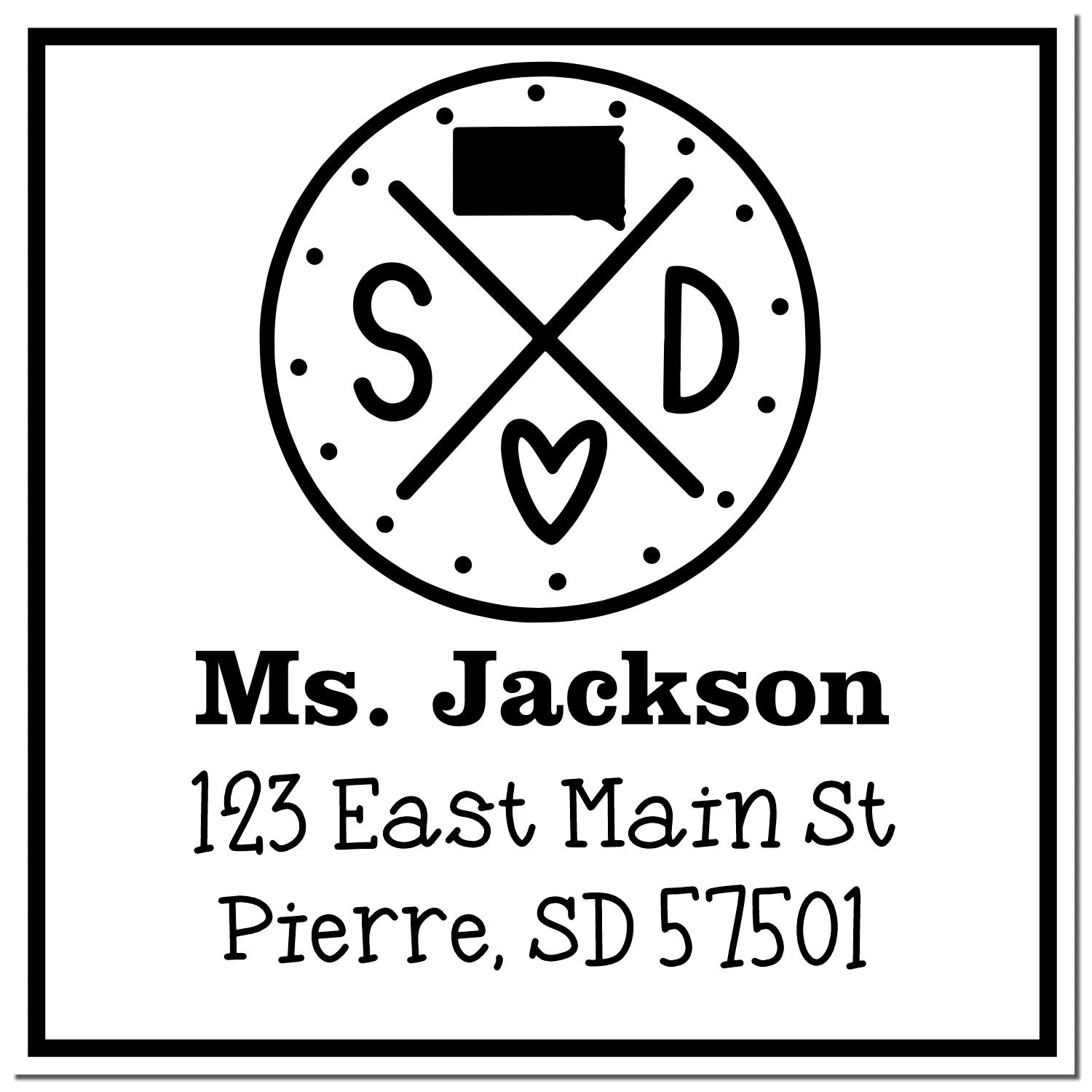 Self-Inking South Dakota State Cross Customizable Home Address for Envelopes Stamp