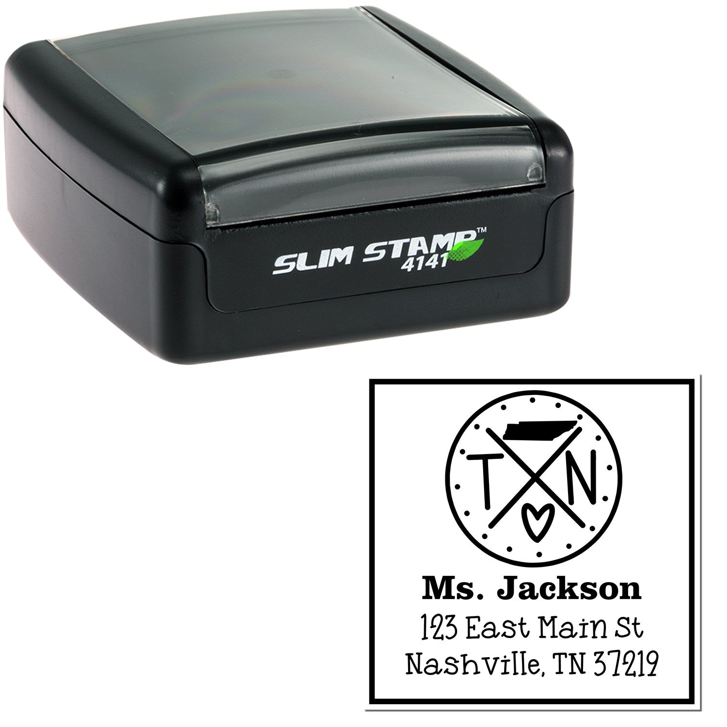 Slim Tennessee State Cross Custom-Made Mailing Pre-Inked Stamp