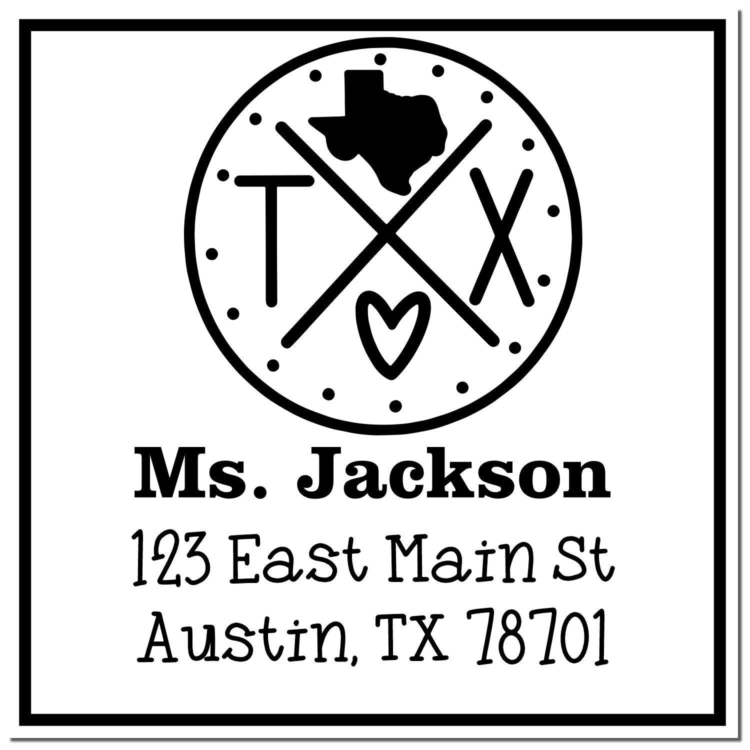 Self-Inking Texas State Cross Customizable Home Address for Envelopes Rubber Stamp