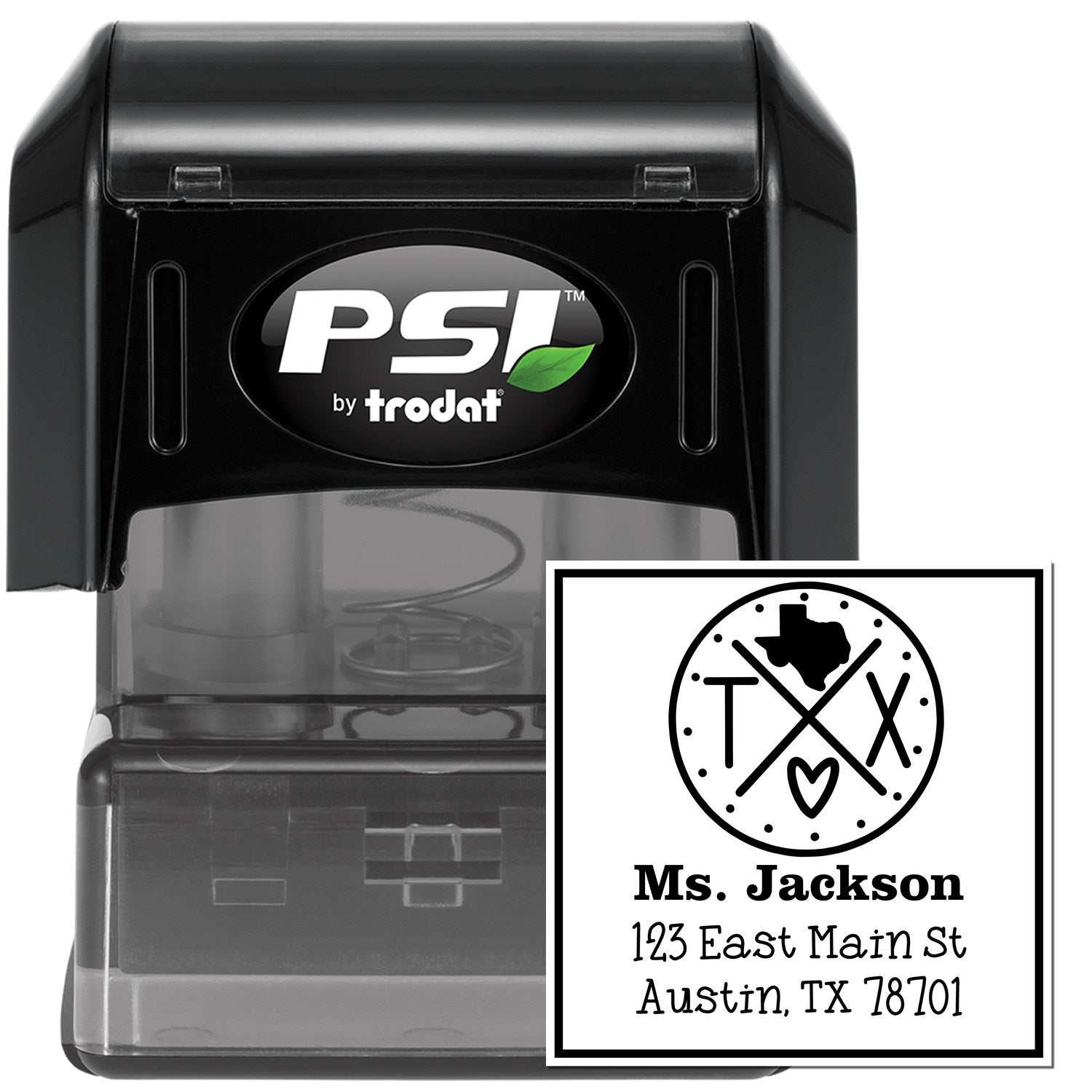 PSI Pre-Inked Texas State Cross Custom-Made Return Address Stamper