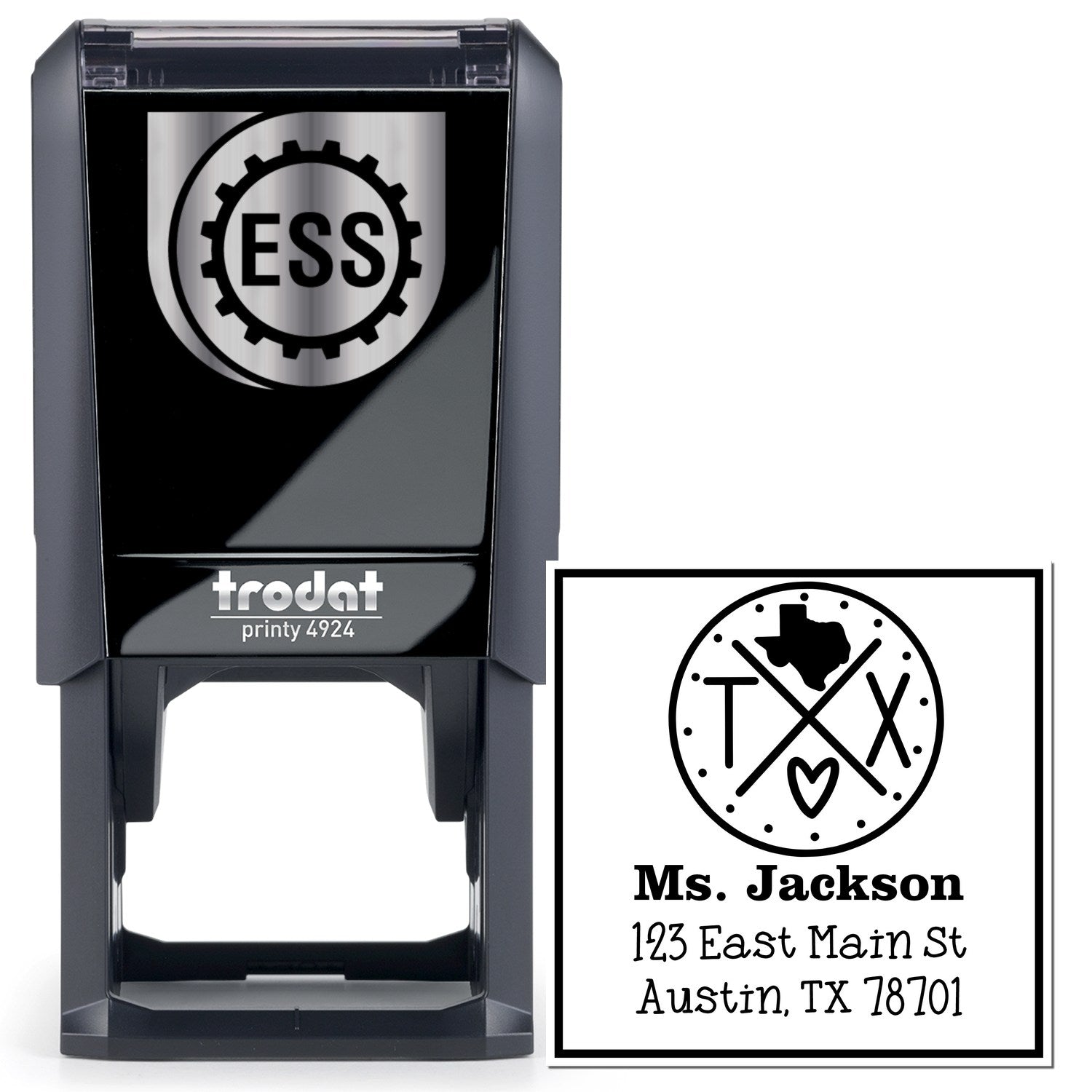 Self-Inking Texas State Cross Customizable Home Address for Envelopes Rubber Stamp