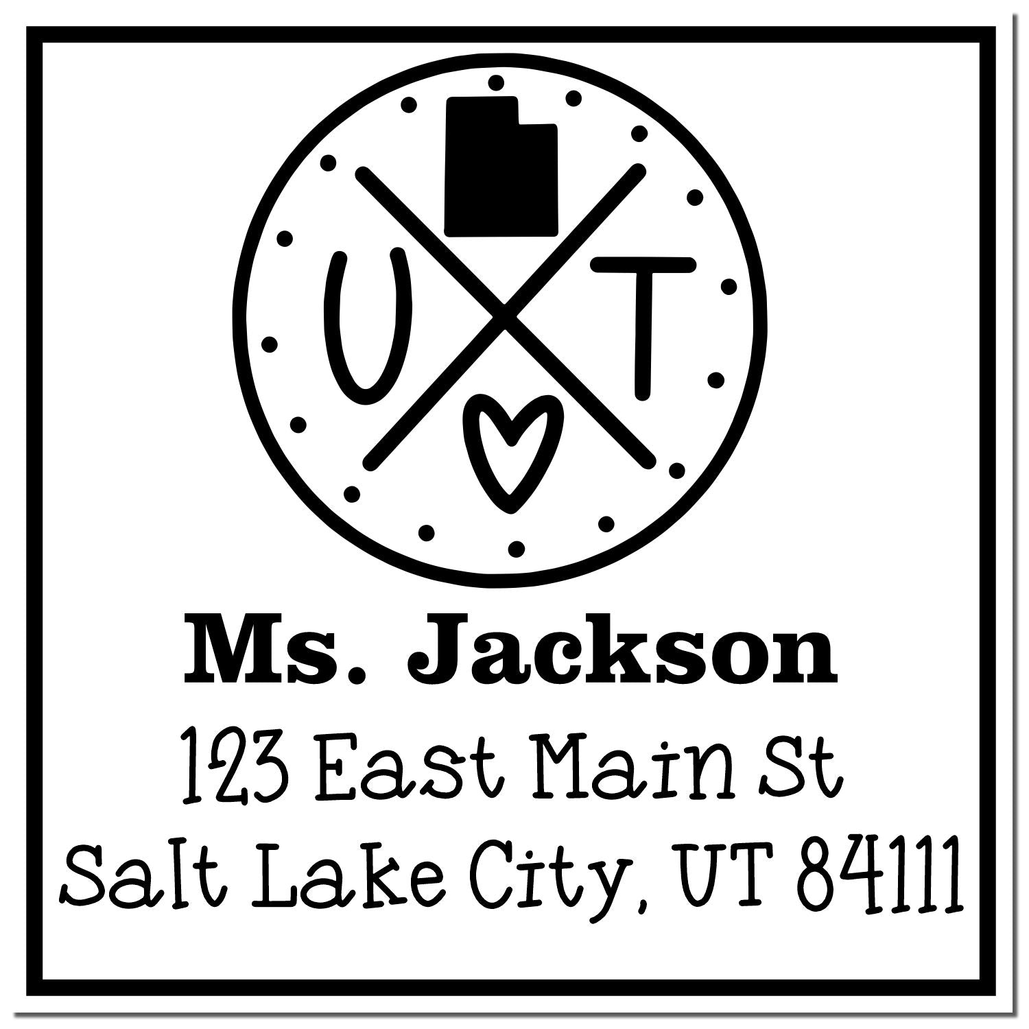 Wood Handle Utah State Cross Customizable Mail Address Stamper