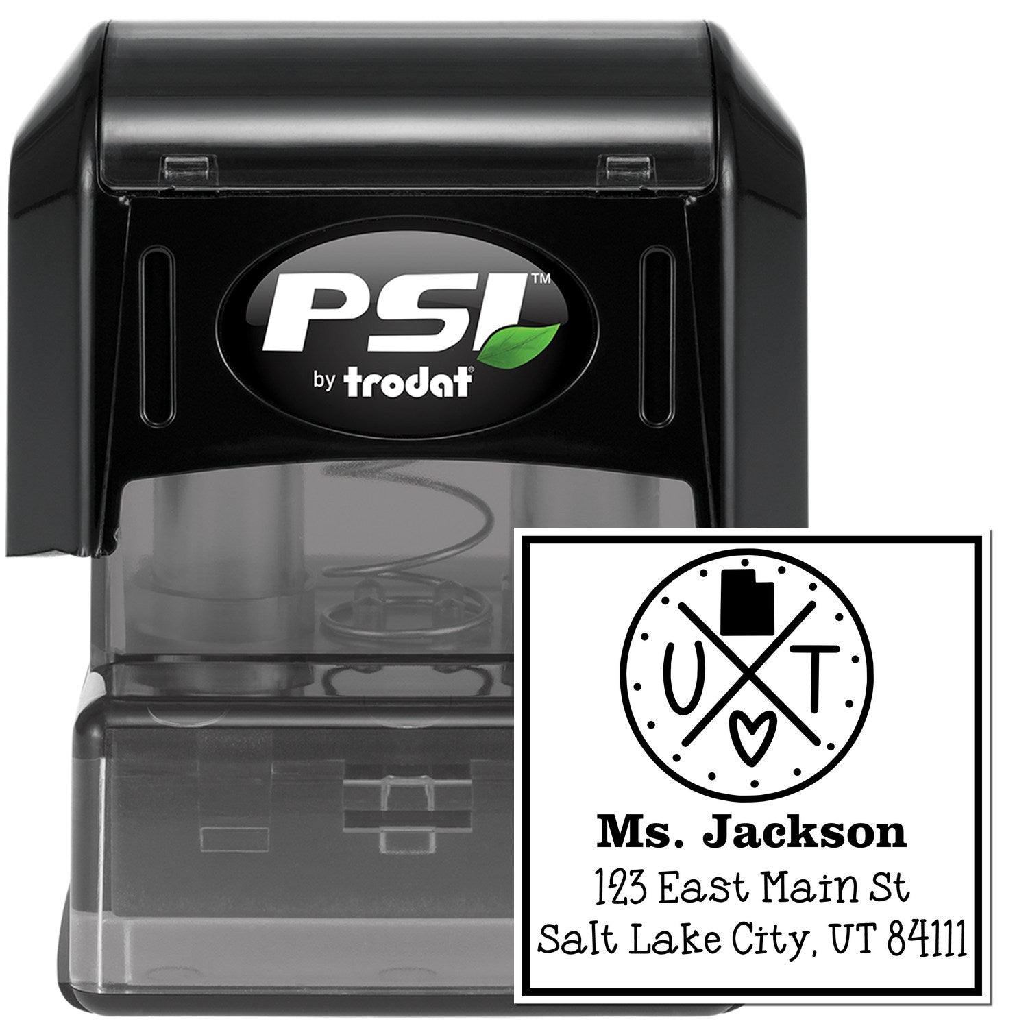 PSI Pre-Inked Utah State Cross Custom-Made Return Address Rubber Stamp