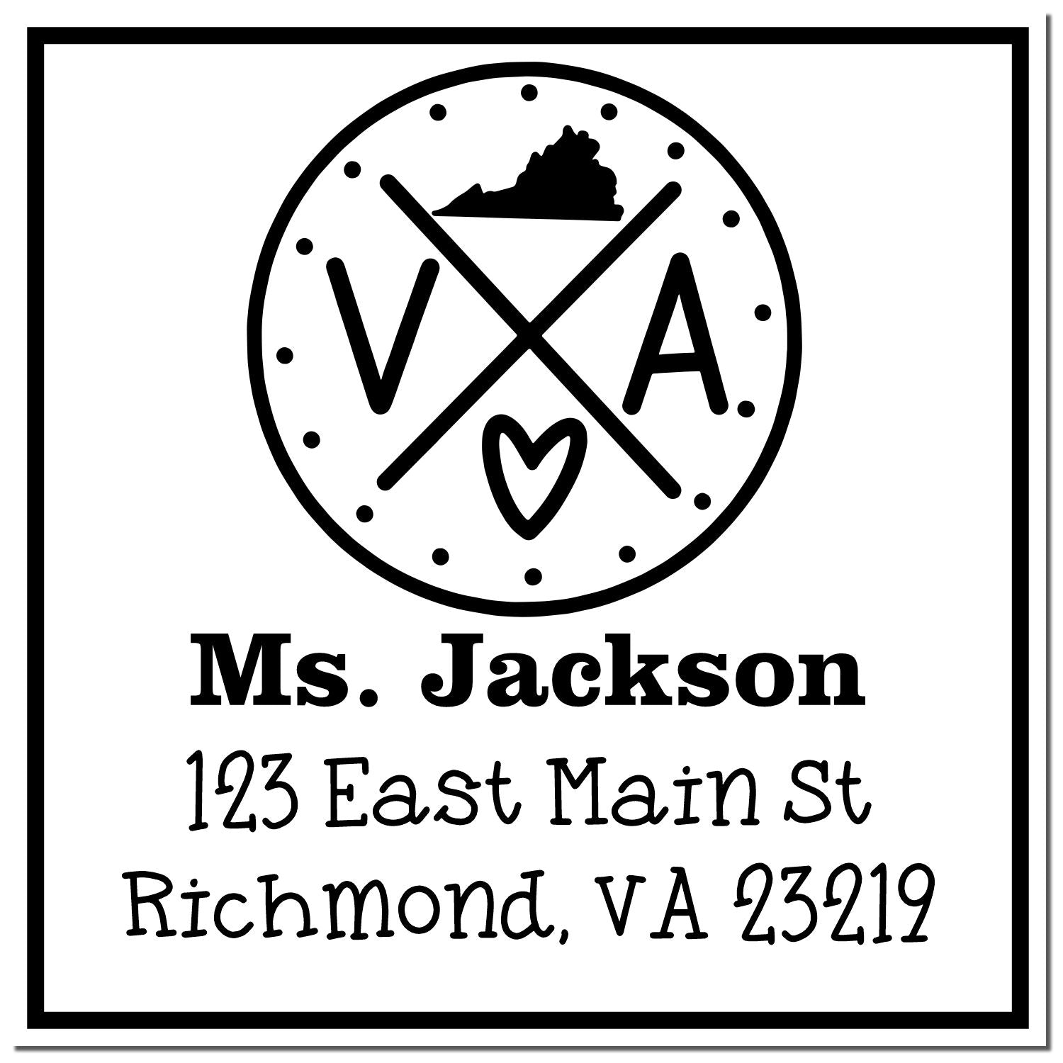 Self-Inking Virginia State Cross Customizable Address Label Rubber Stamp