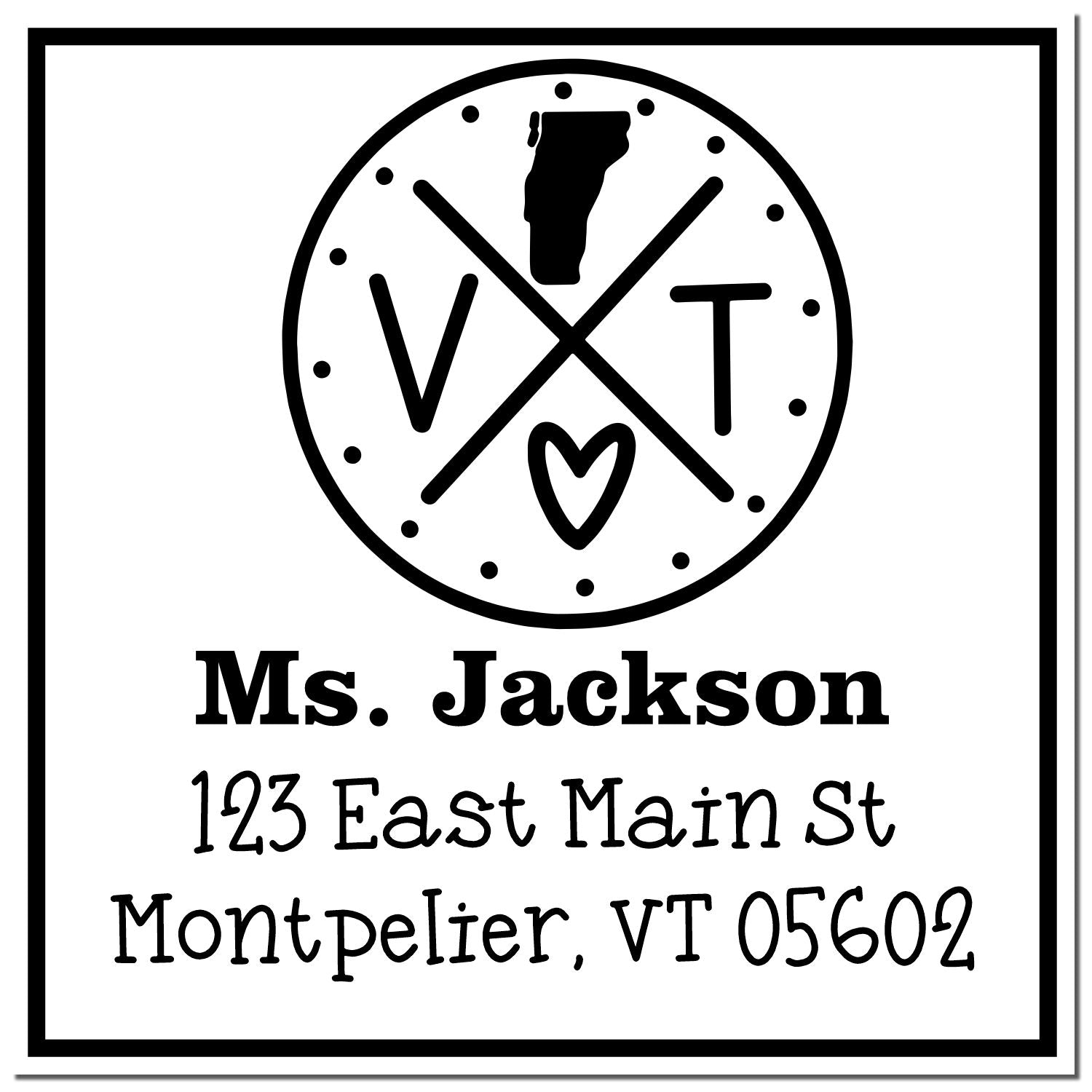 Wood Handle Vermont State Cross Customizable Mail Address Rubber Stamp