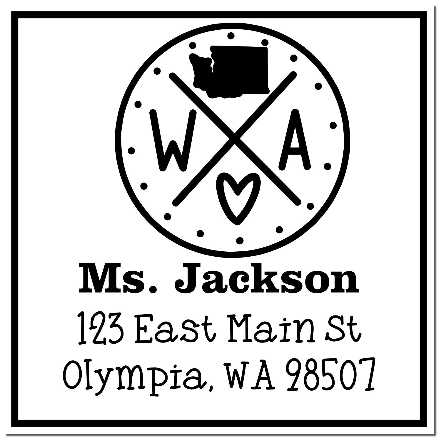 PSI Pre-Inked Washington State Cross Custom-Made Name and Address Rubber Stamp