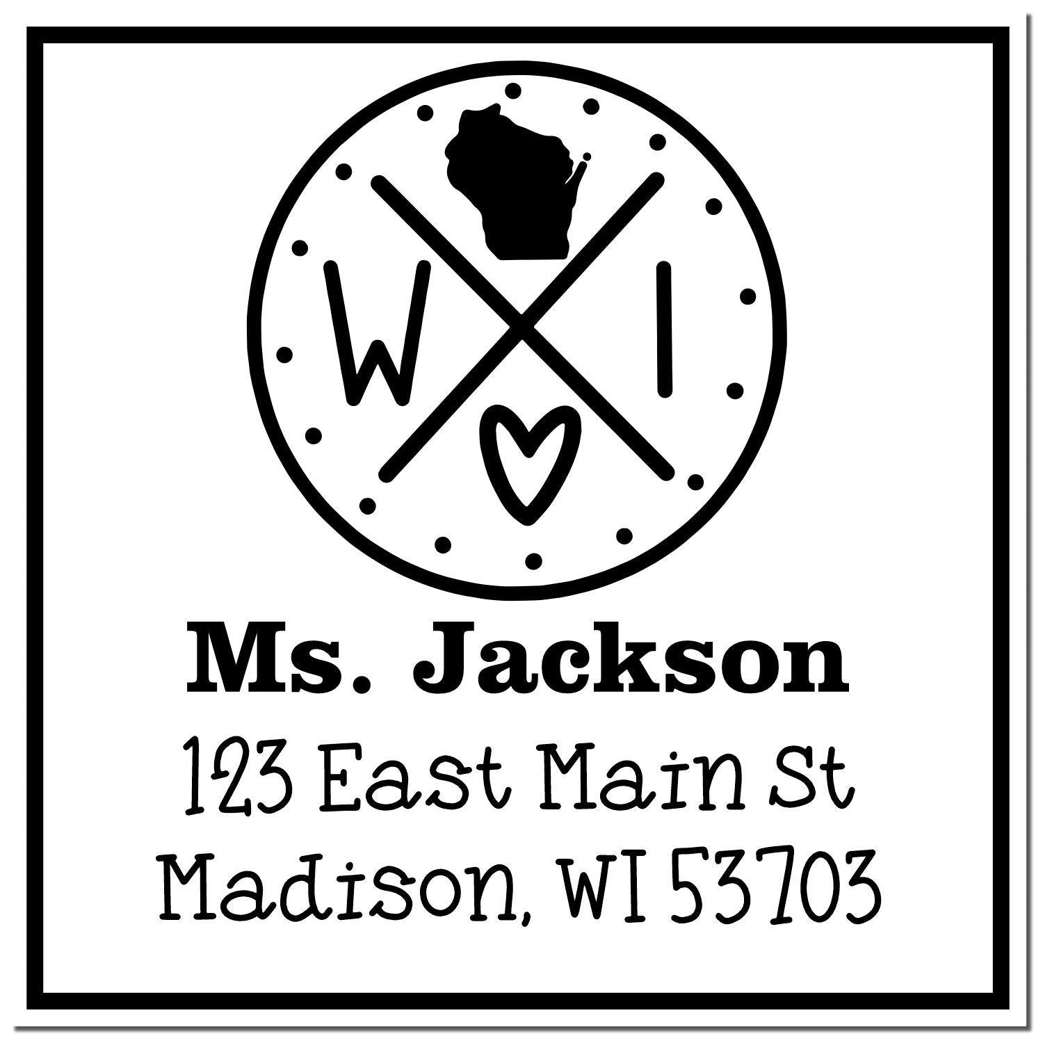 Self-Inking Wisconsin State Cross Custom-Made Address Rubber Stamp