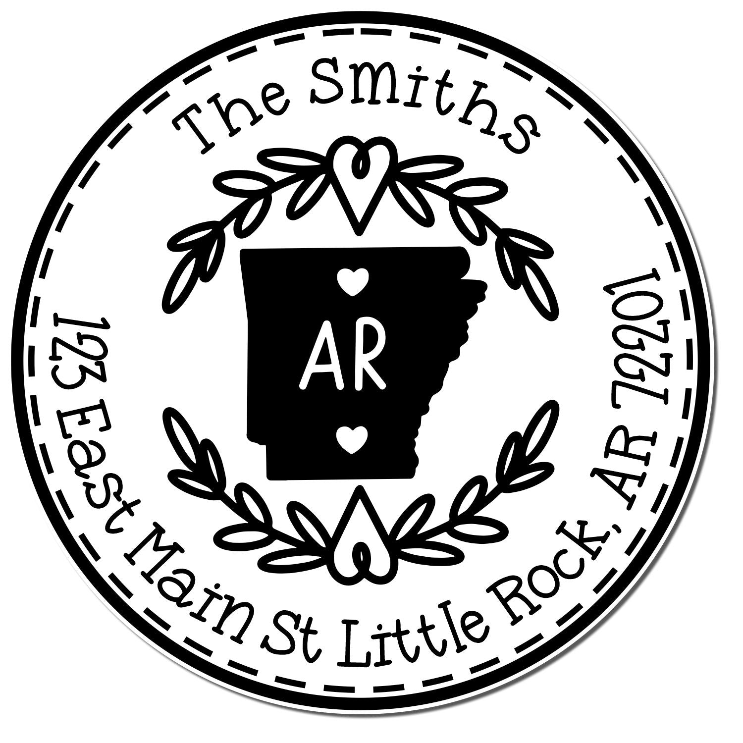 Self-Inking Round Arkansas State Wreath Customized Return Address Stamper