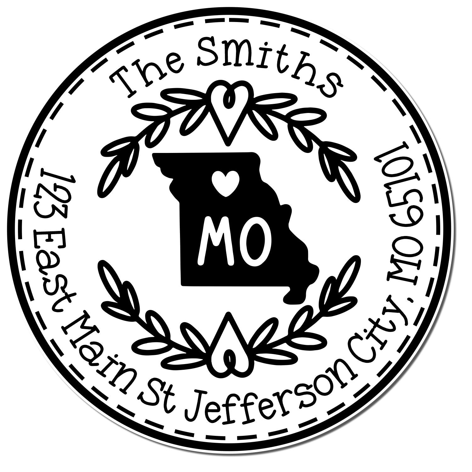 Slim Missouri State Wreath Customizable Return Address Pre-Inked Stamp