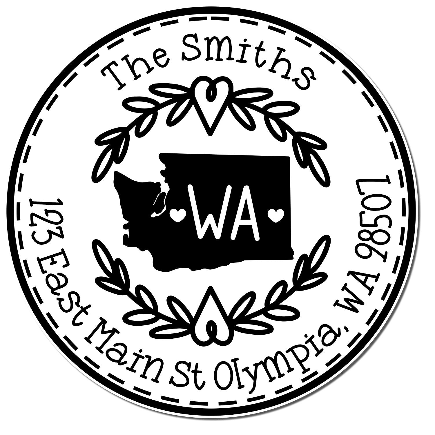 Slim Washington State Wreath Customized Mail Stamp