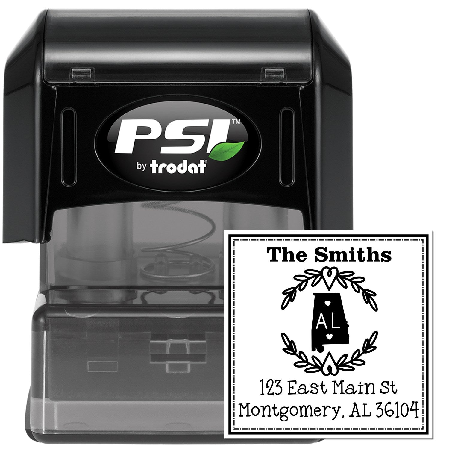 PSI Pre-Inked Alabama State Wreath Custom-Made Mail Stamper