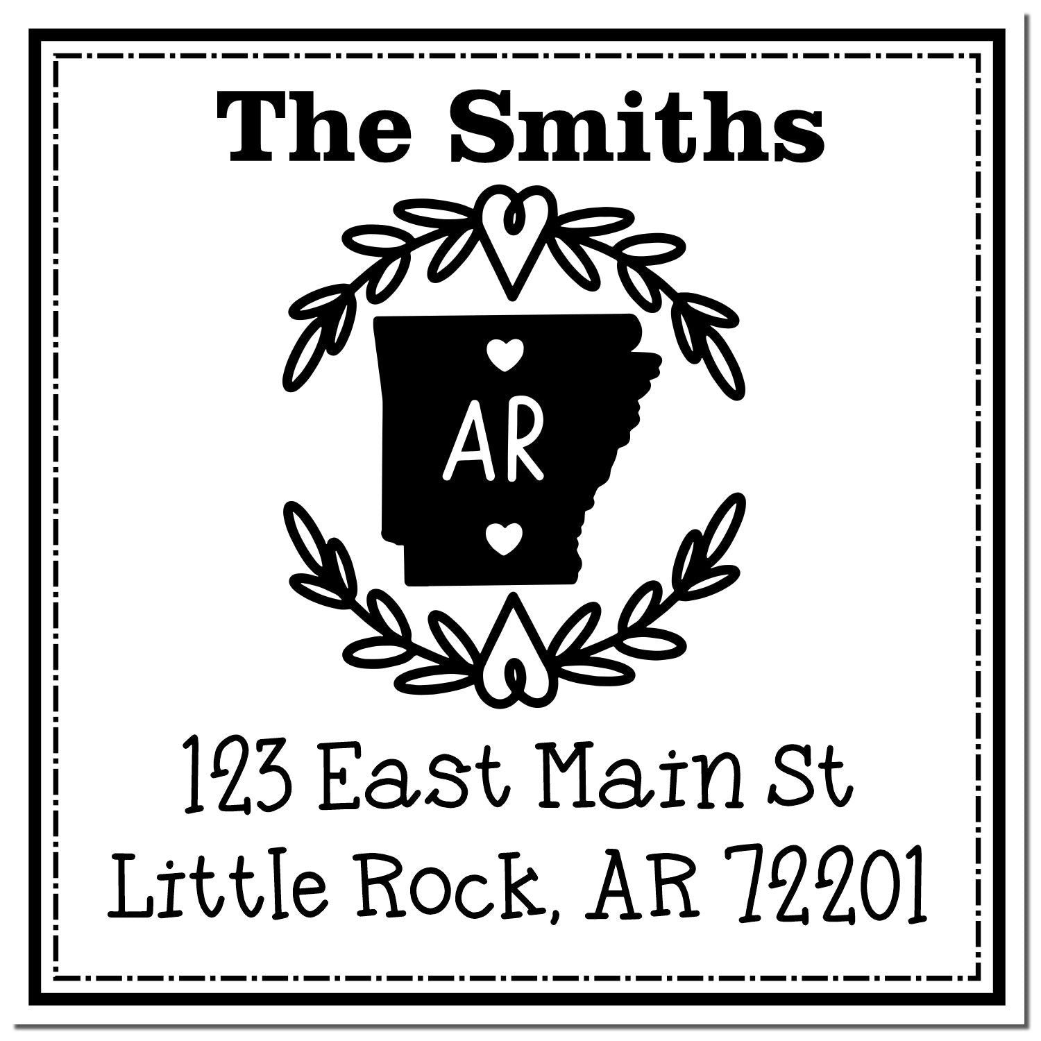 PSI Pre-Inked Arkansas State Wreath Custom-Made Home Address Stamper