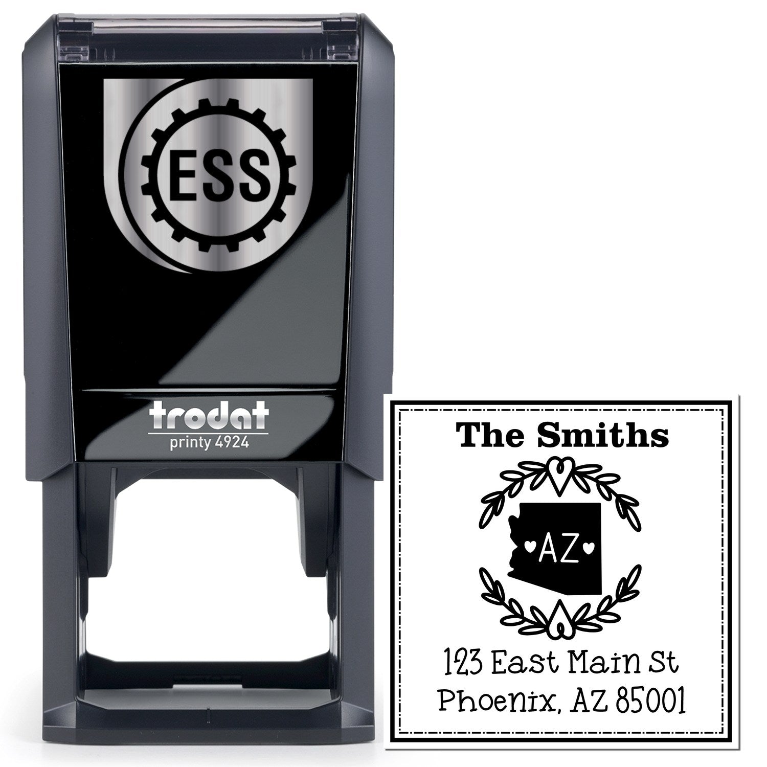 Self-Inking Arizona State Wreath Custom-Made Name and Address Stamper