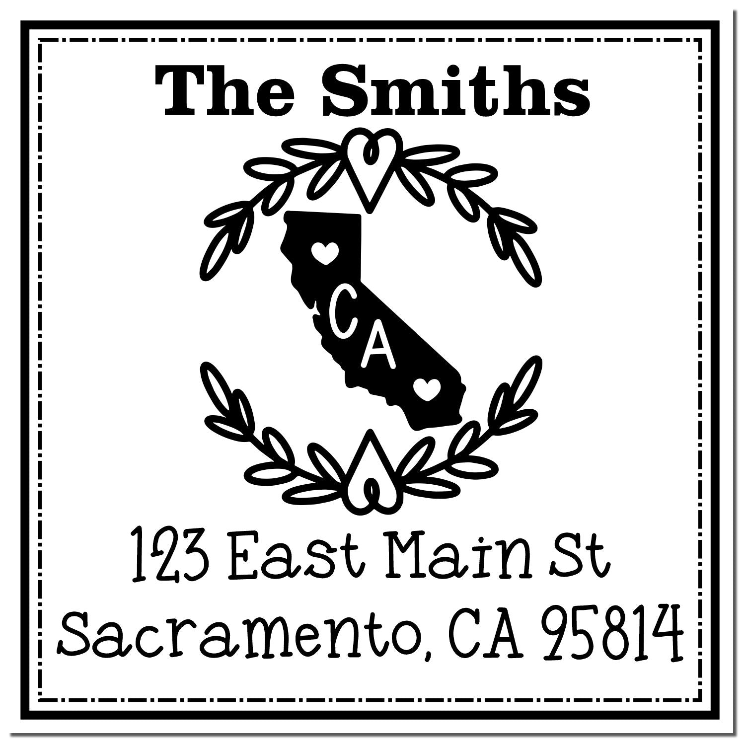 Self-Inking California State Wreath Custom-Made Mailing Stamp