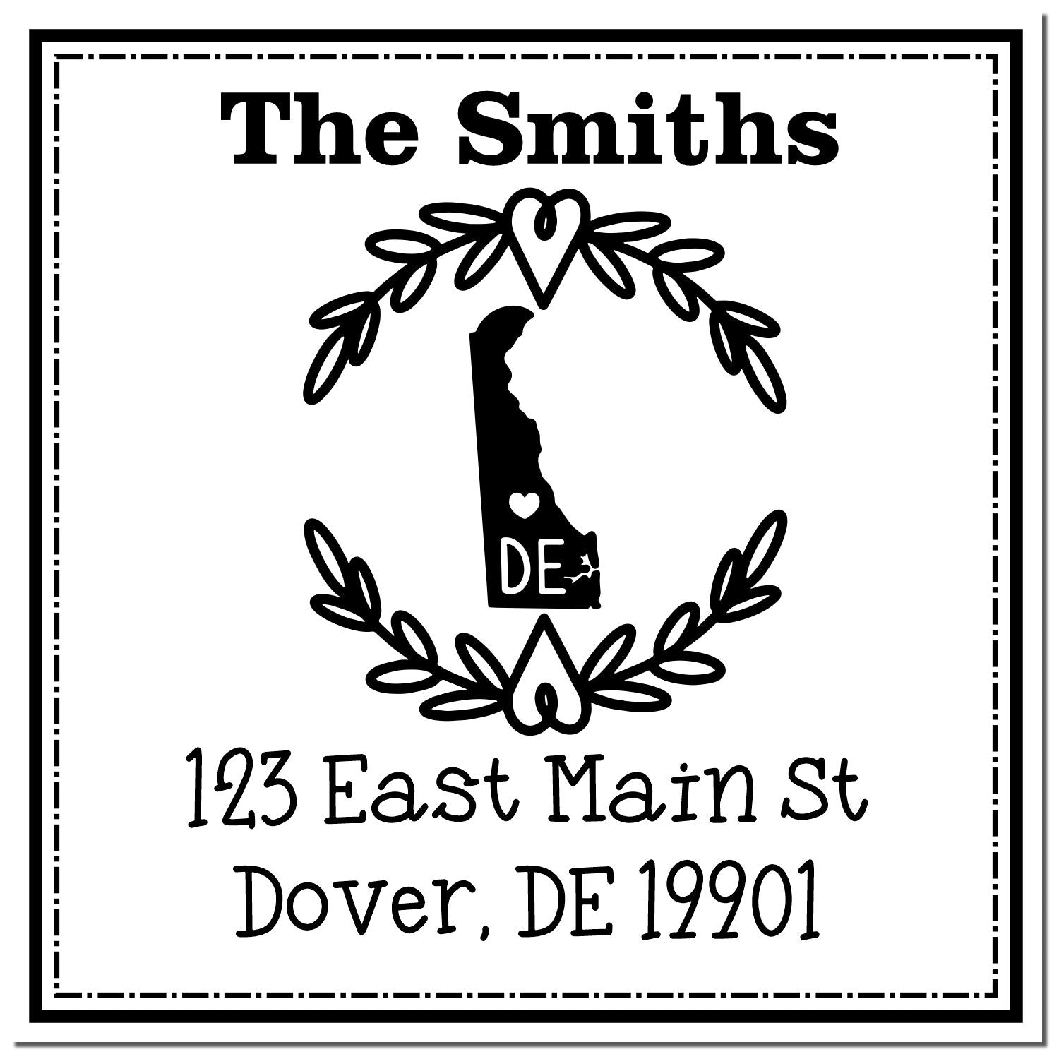 PSI Pre-Inked Delaware State Wreath Custom-Made New Home Address Rubber Stamp