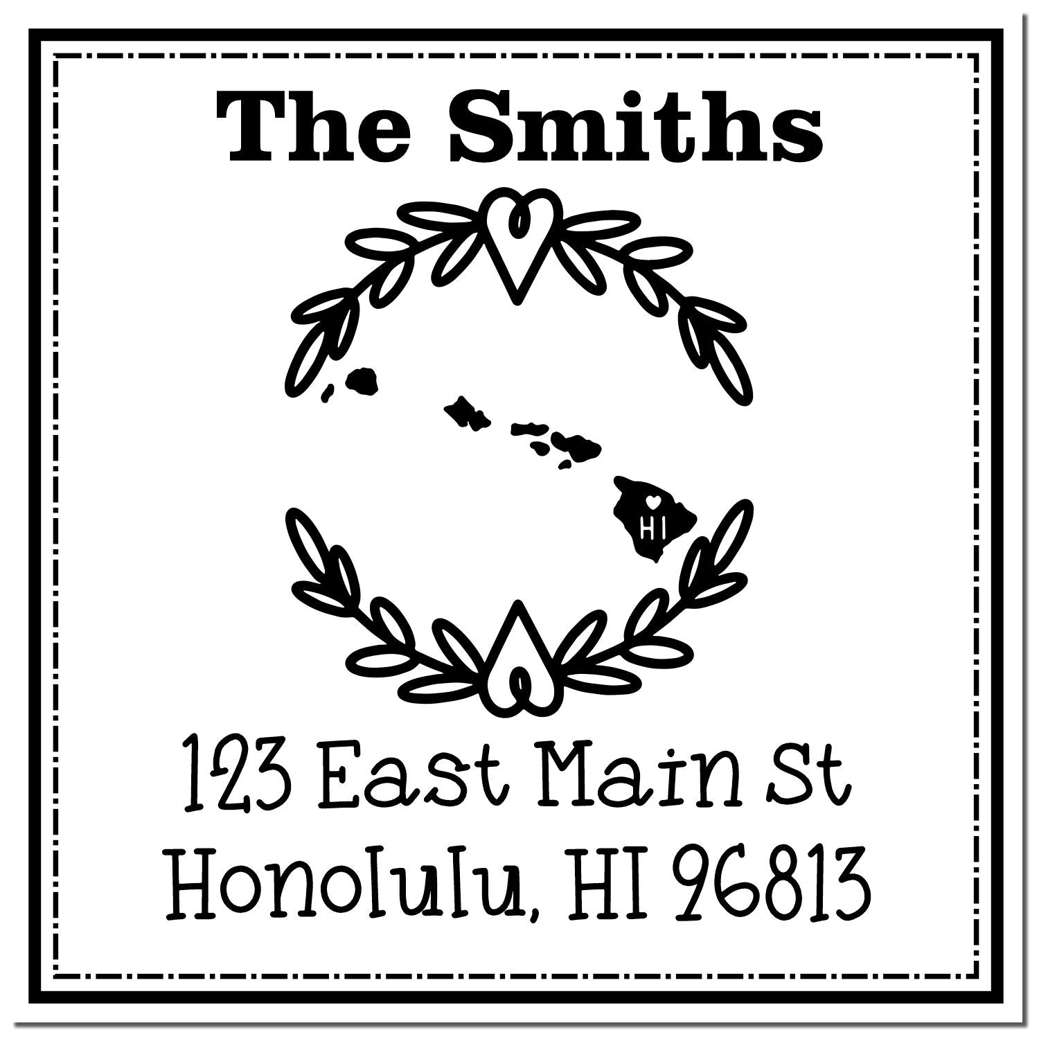 PSI Pre-Inked Hawaii State Wreath Custom-Made Address Return Rubber Stamp