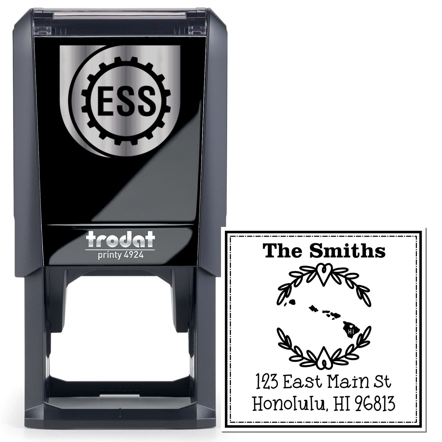 Self-Inking Hawaii State Wreath Custom-Made Home Address Stamp