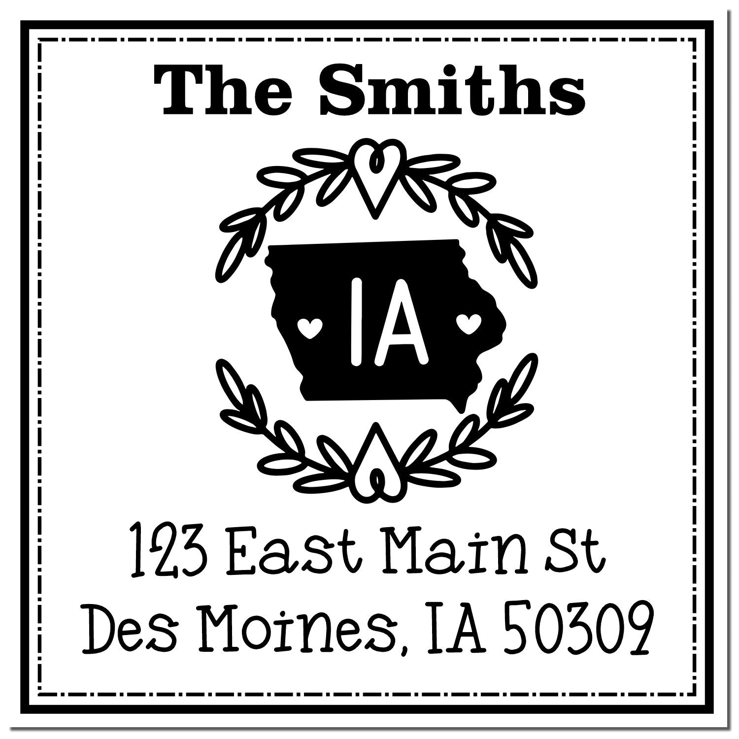 Self-Inking Iowa State Wreath Custom-Made New Home Address Stamper