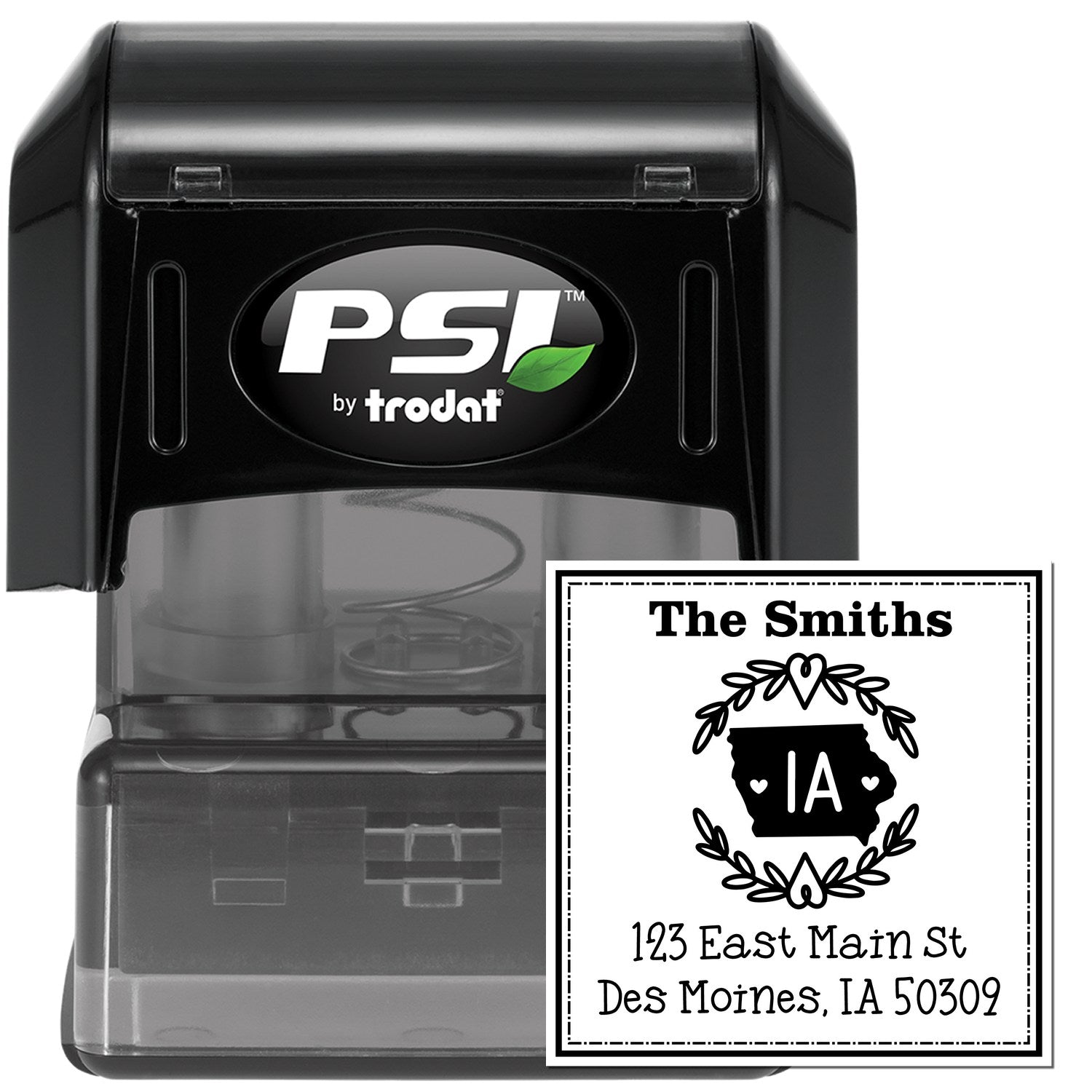 PSI Pre-Inked Iowa State Wreath Custom-Made Mail Address Stamp