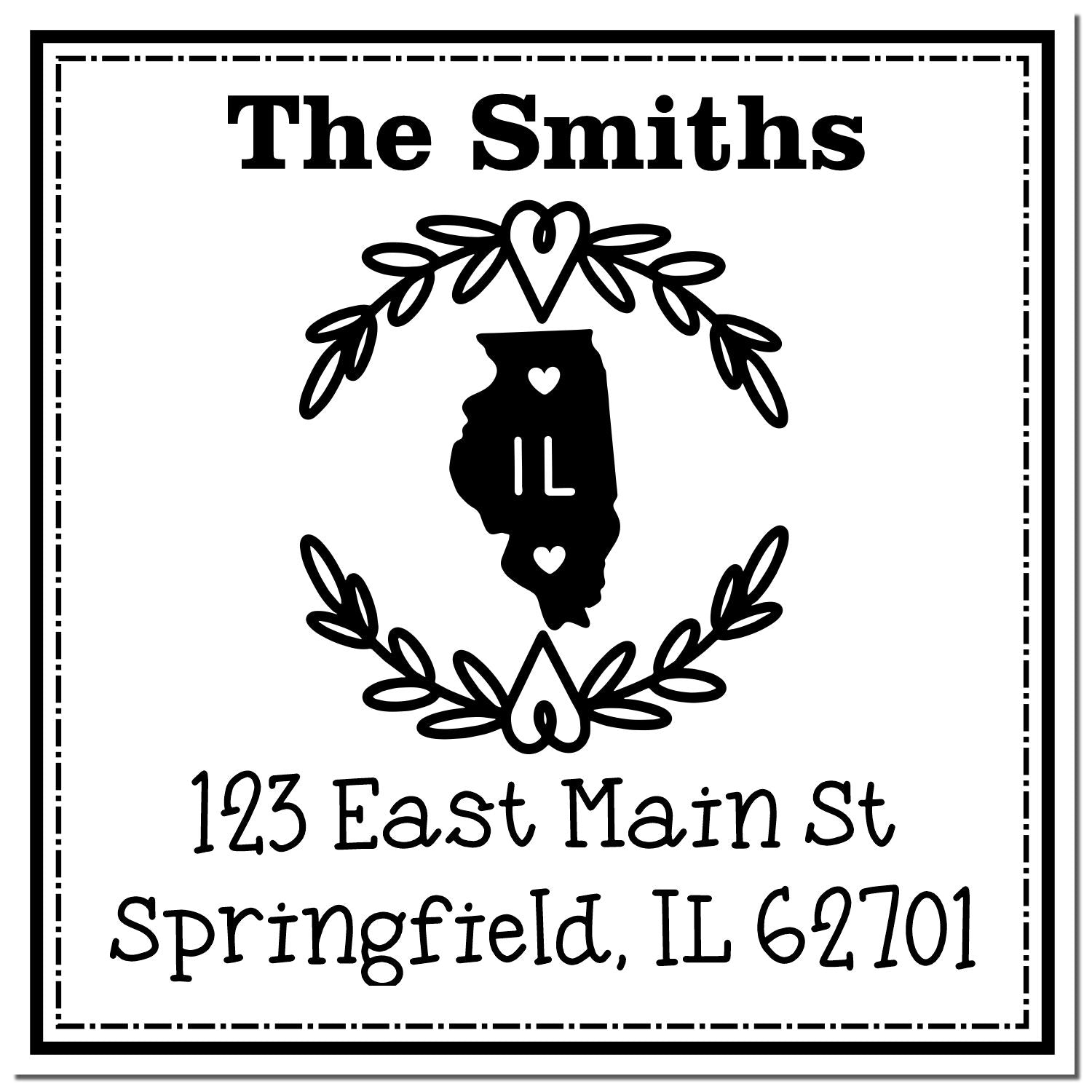 Slim Illinois State Wreath Custom-Made Home Address for Envelopes Stamp