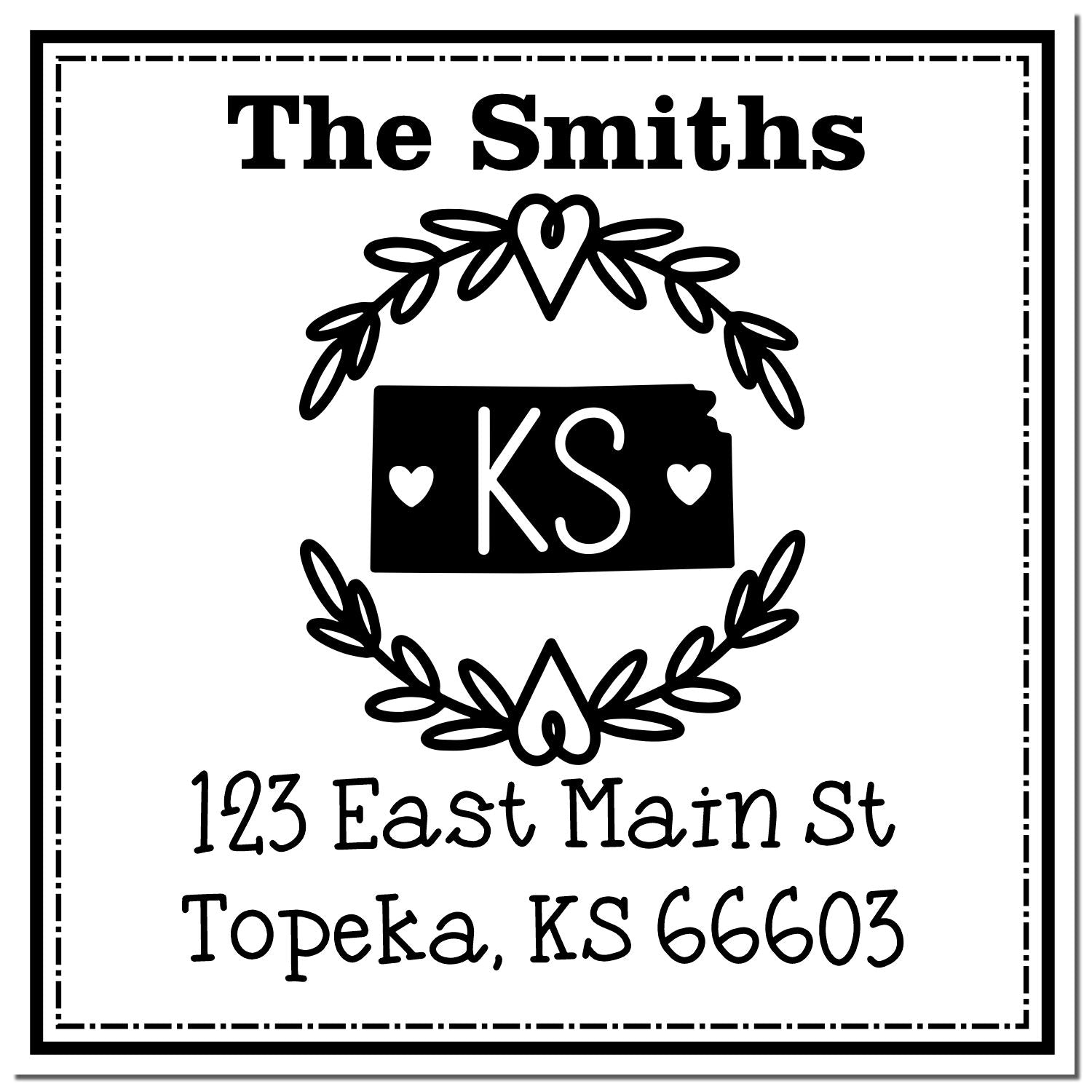 PSI Pre-Inked Kansas State Wreath Custom-Made Mail Address Stamper